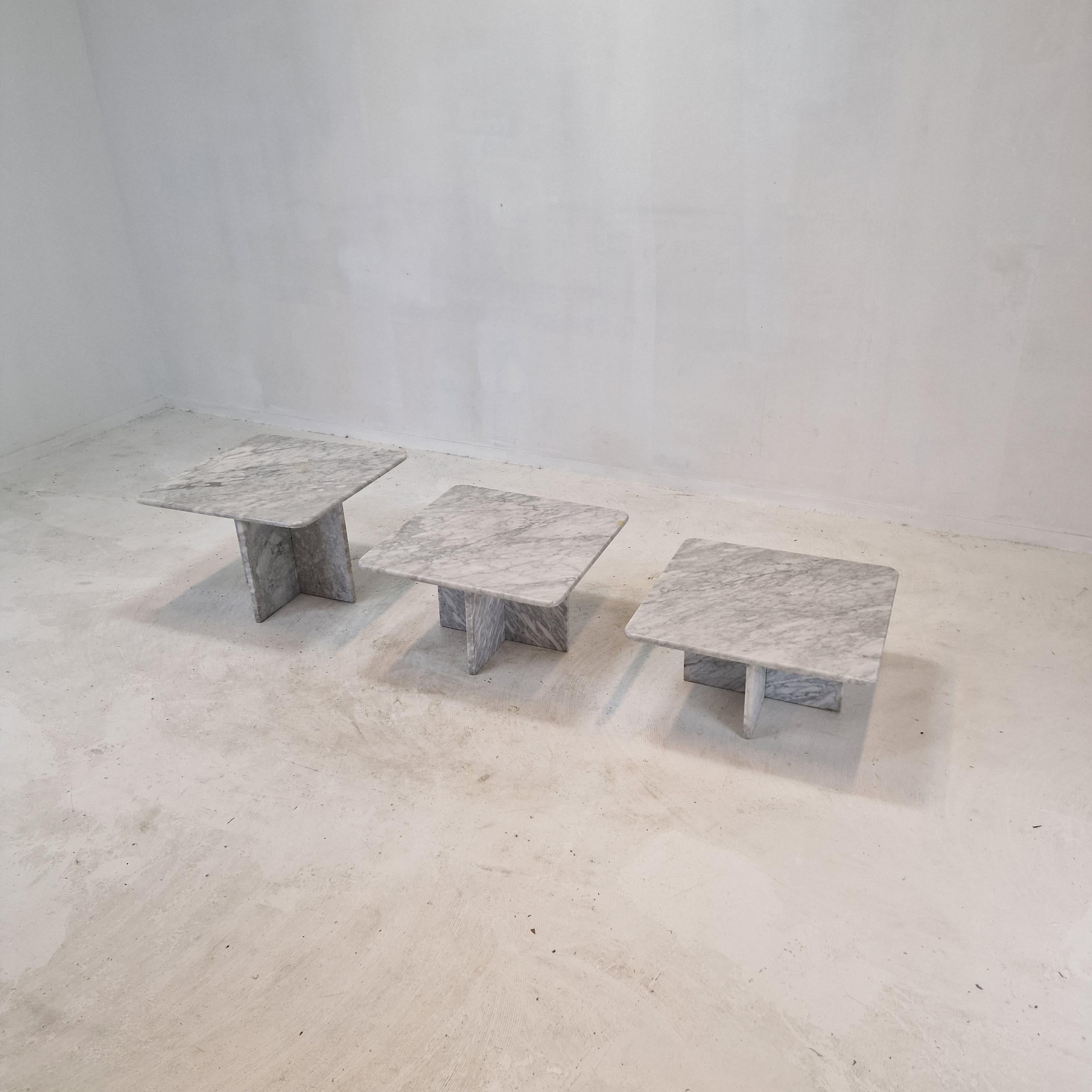 Set of 3 Italian Marble Coffee or Side Tables, 1970s For Sale 1