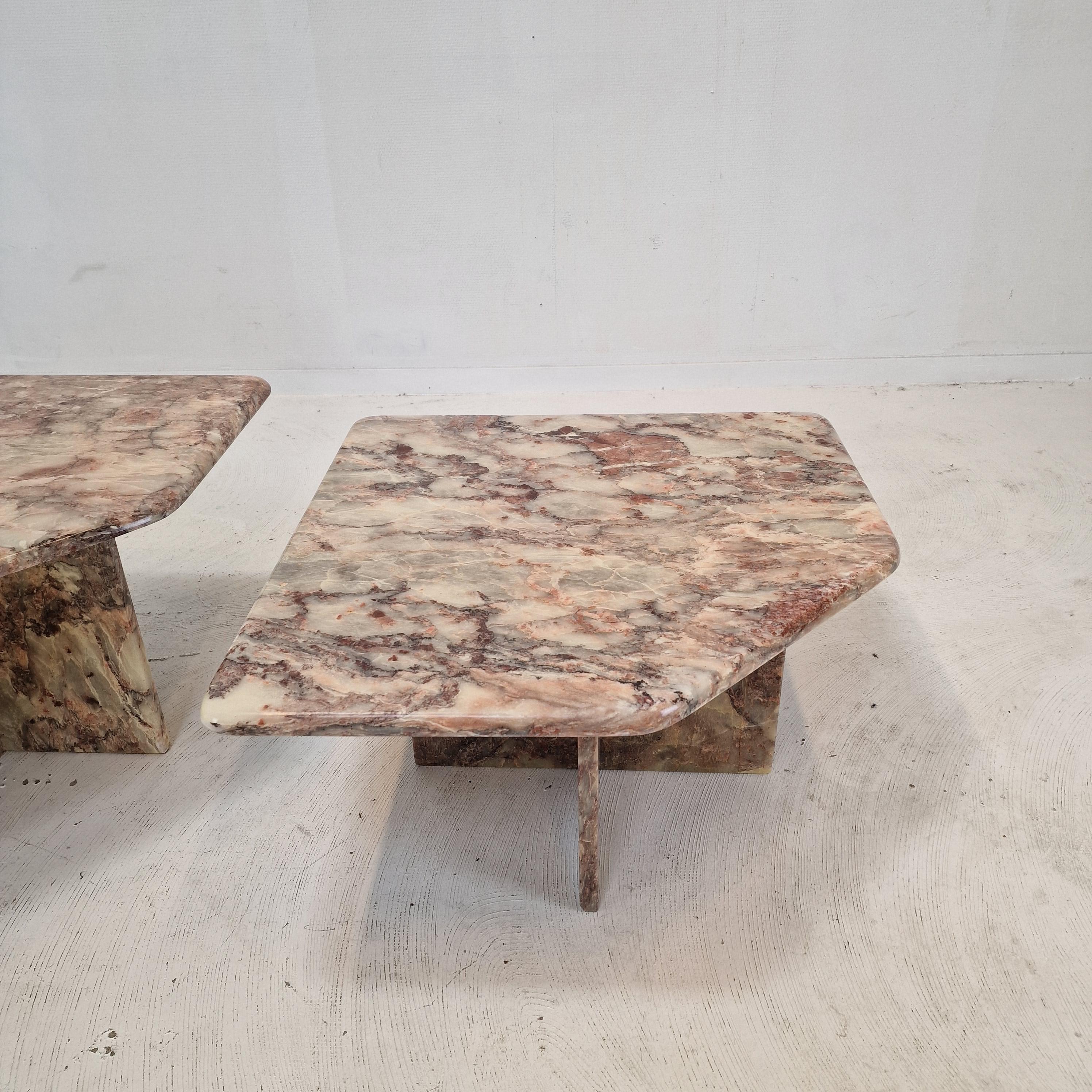 Set of 3 Italian Marble Coffee or Side Tables, 1970s In Good Condition For Sale In Oud Beijerland, NL