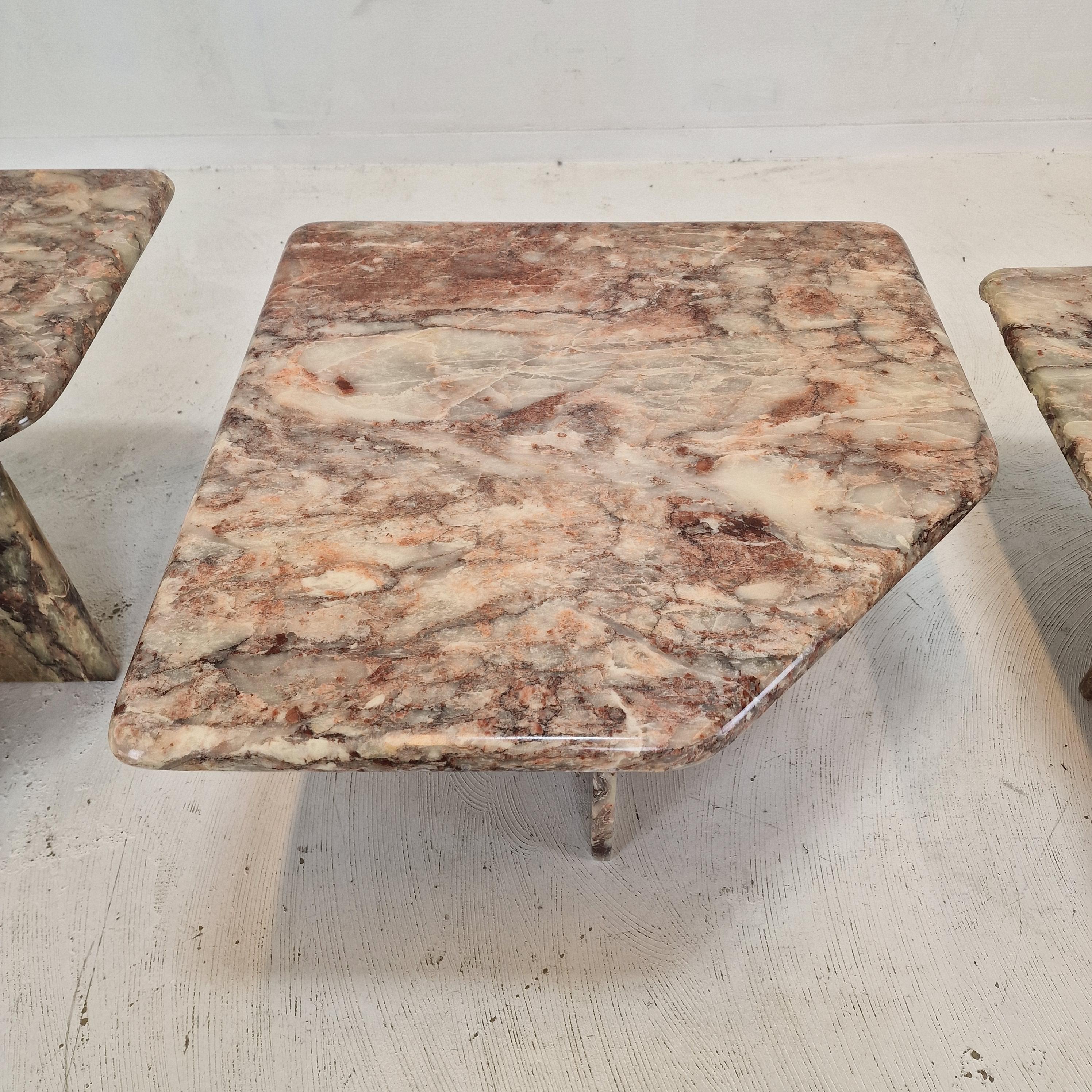 Set of 3 Italian Marble Coffee or Side Tables, 1970s For Sale 3