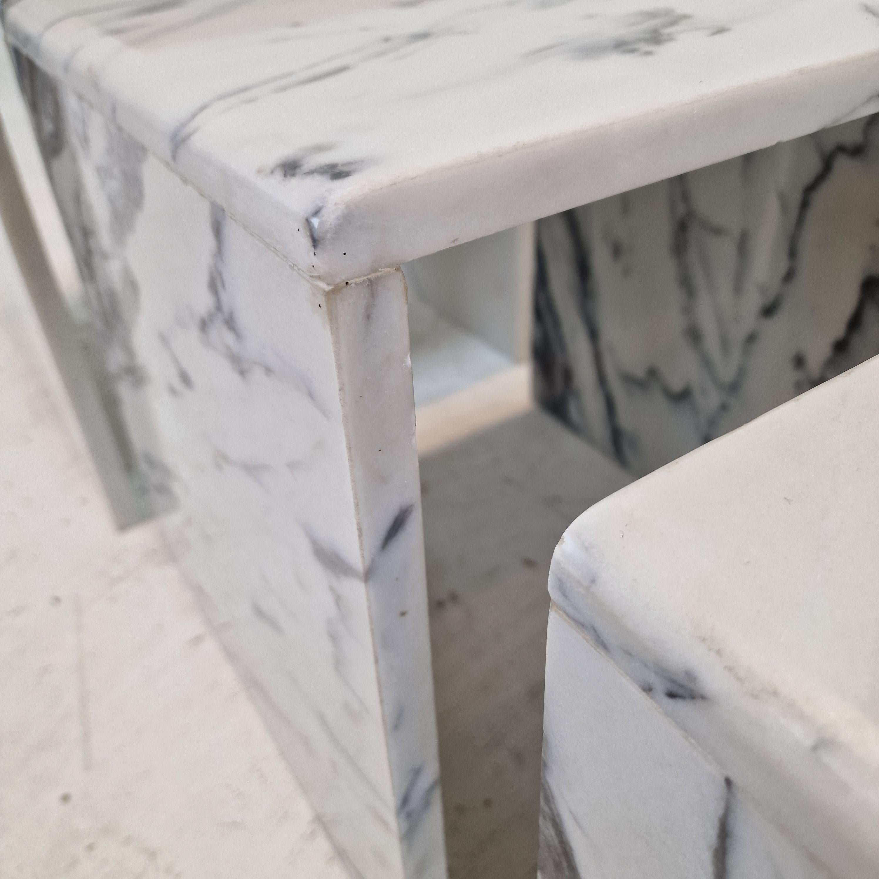 Set of 3 Italian Marble Nesting Tables, 1980s For Sale 6
