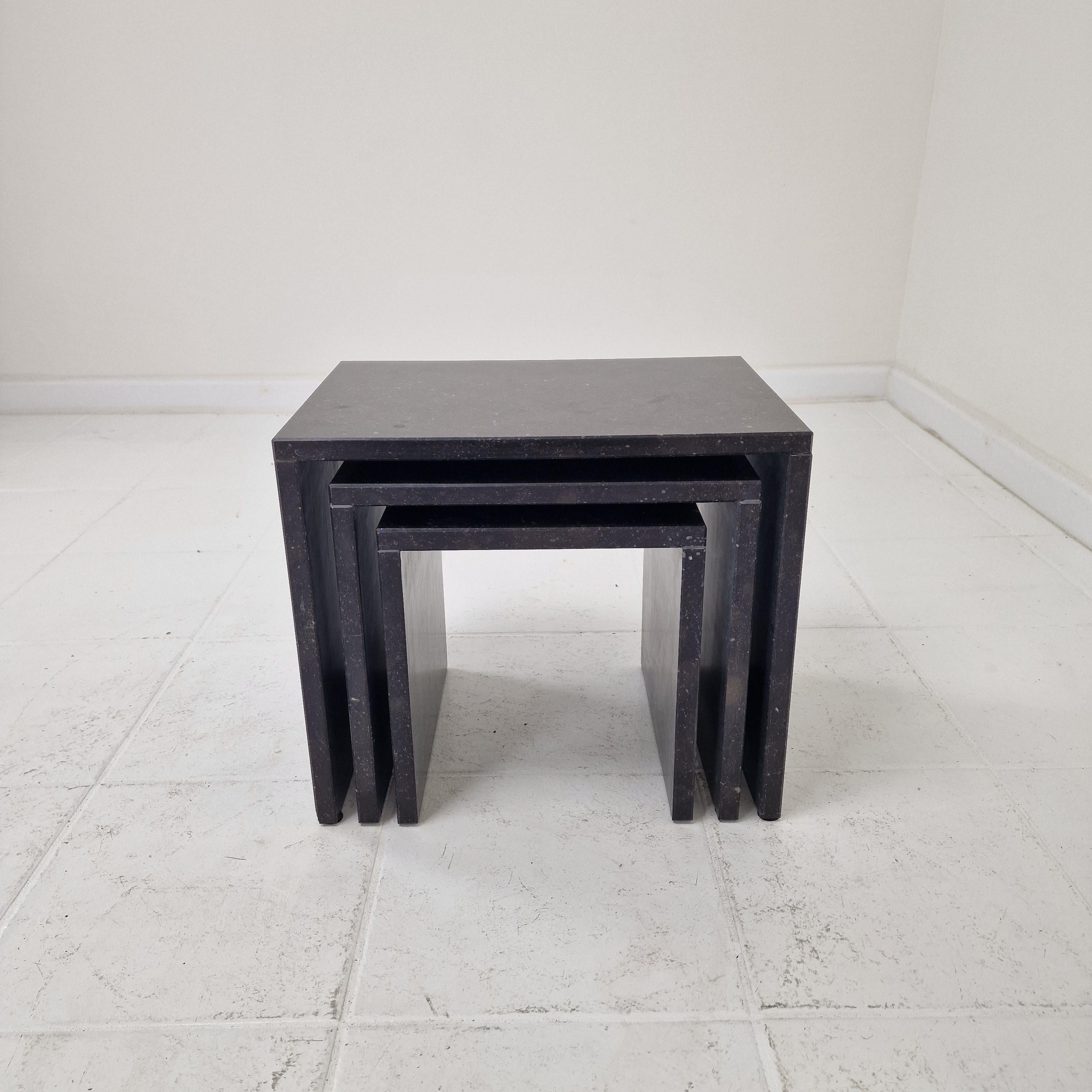 Ensemble de 3 tables gigognes en marbre italien, années 1980 en vente 2