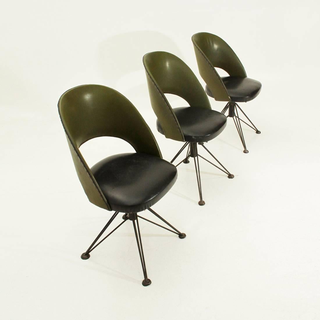 Mid-Century Modern Set of Three Italian Midcentury Swivel Chairs, 1950s
