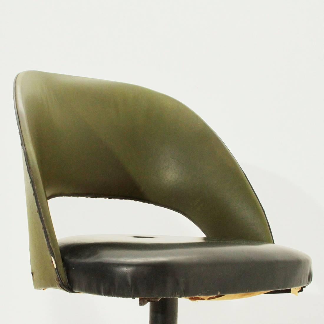 Metal Set of Three Italian Midcentury Swivel Chairs, 1950s