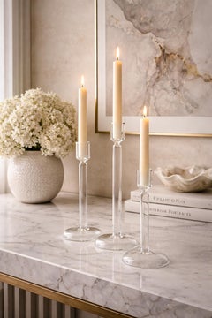 Set of 3 Italian Mouth Blown Glass Candle Holders by Aldo Cibic for Paola Coin