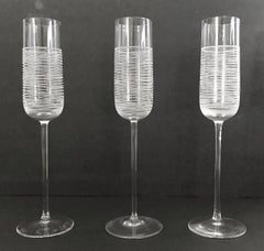 Set di 3 bicchieri da champagne italiani di Murano di Salviati in vendita con saldo finale.
