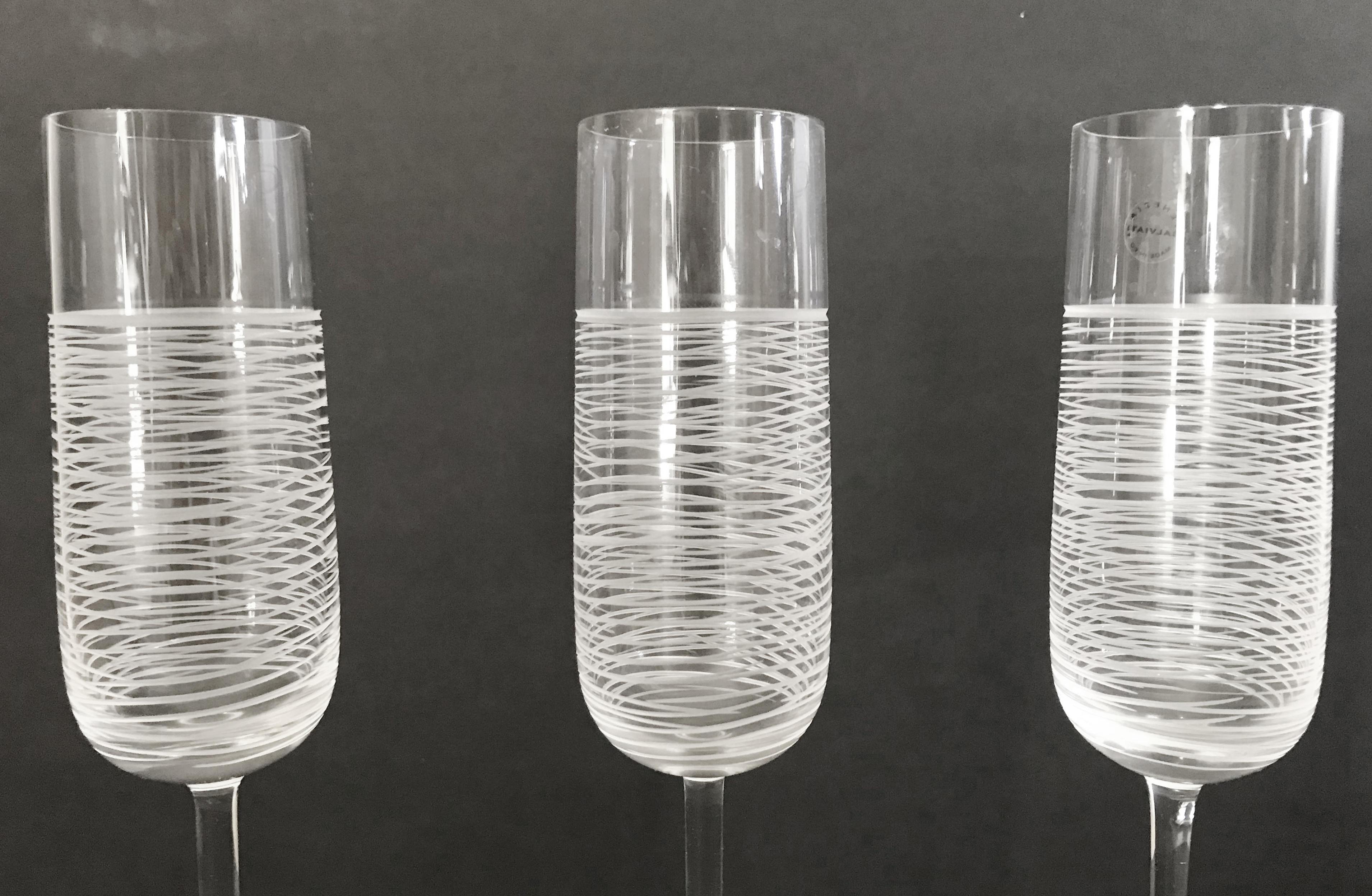 Modern Set of 3 Italian Murano Champagne Glasses by Salviati FINAL CLEARANCE SALE