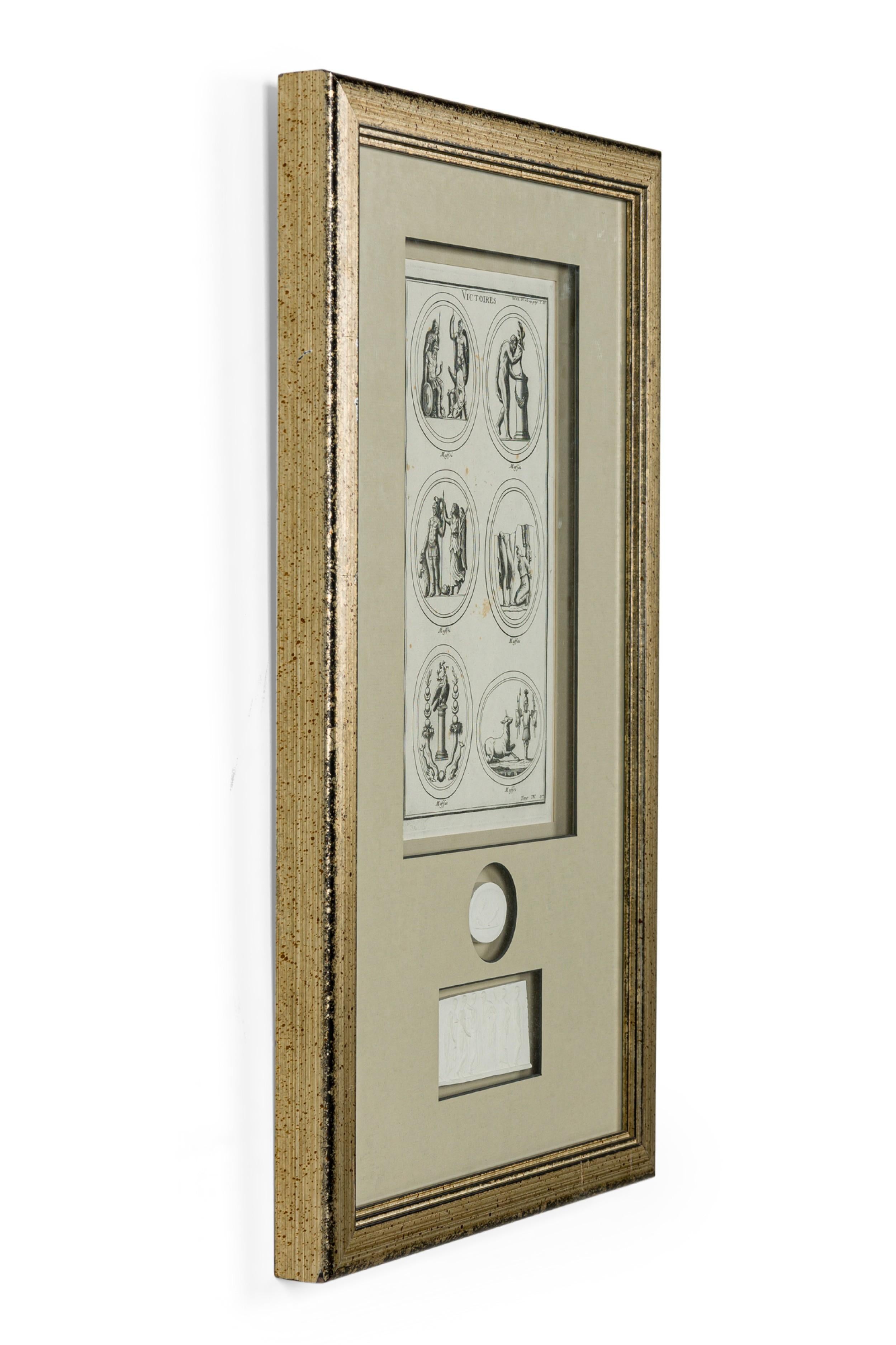 Métal Ensemble de 3 médailles italiennes gravées de style néo-classique avec pièce de monnaie sculptée en blanc en vente