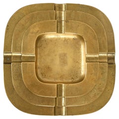 Set of 3 Italian Sculptural Solid Brass Ashtrays, Carl Auböck, 1970s