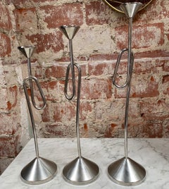 Set of 3 Italian Silver Candle Holders, 1950s