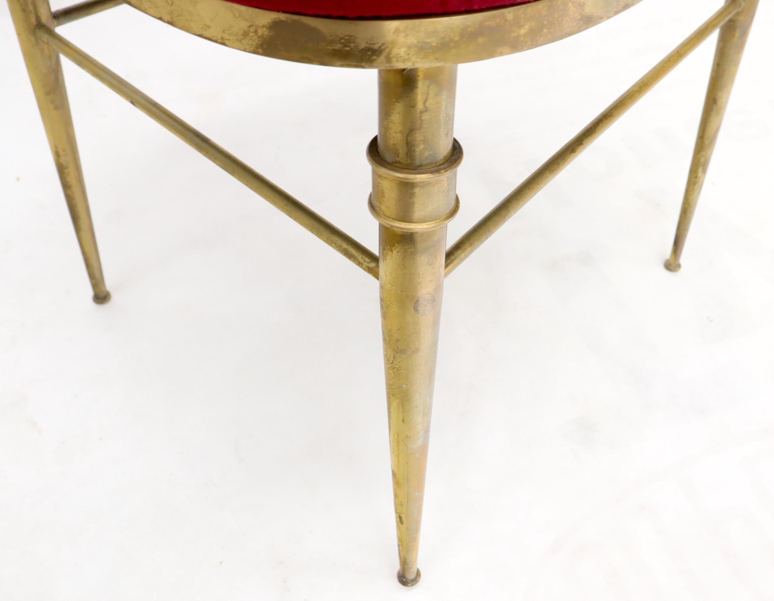 Set of 3 Italian Solid Brass Chiavari Chairs From 1950s New Upholstery For Sale 5