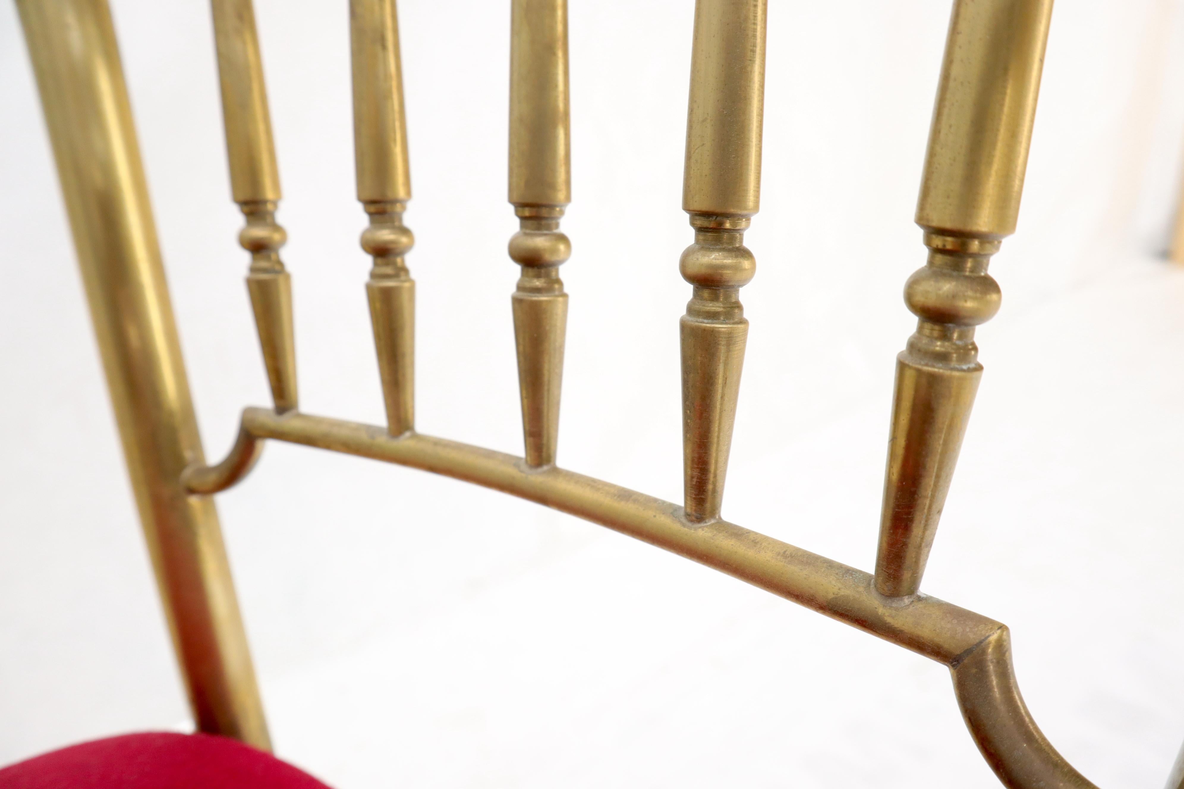 Set of 3 Italian Solid Brass Chiavari Chairs From 1950s New Upholstery For Sale 7