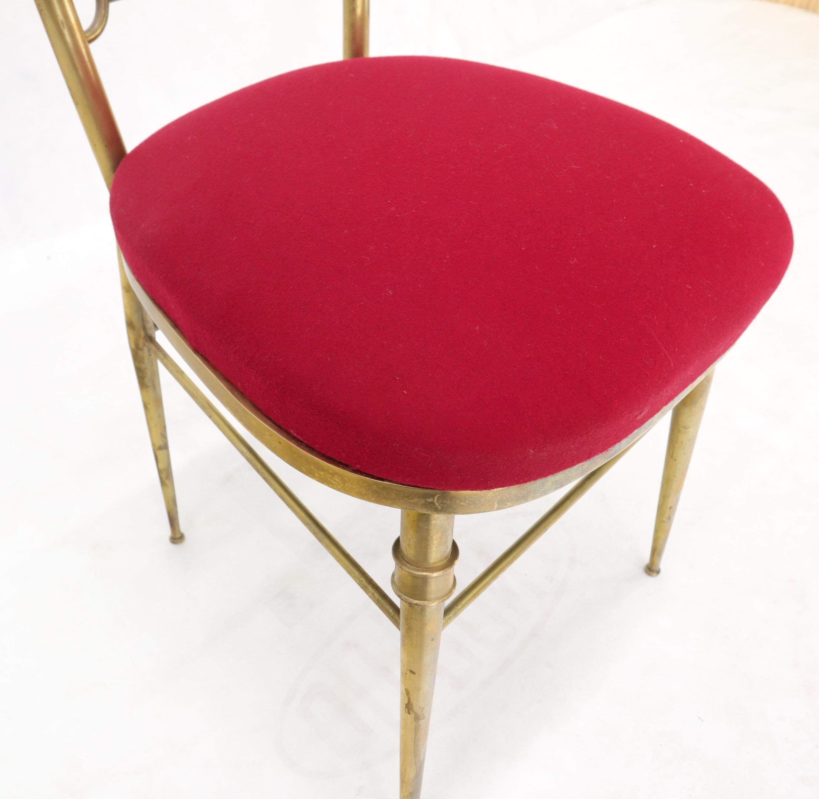 Set of 3 Italian Solid Brass Chiavari Chairs From 1950s New Upholstery For Sale 4