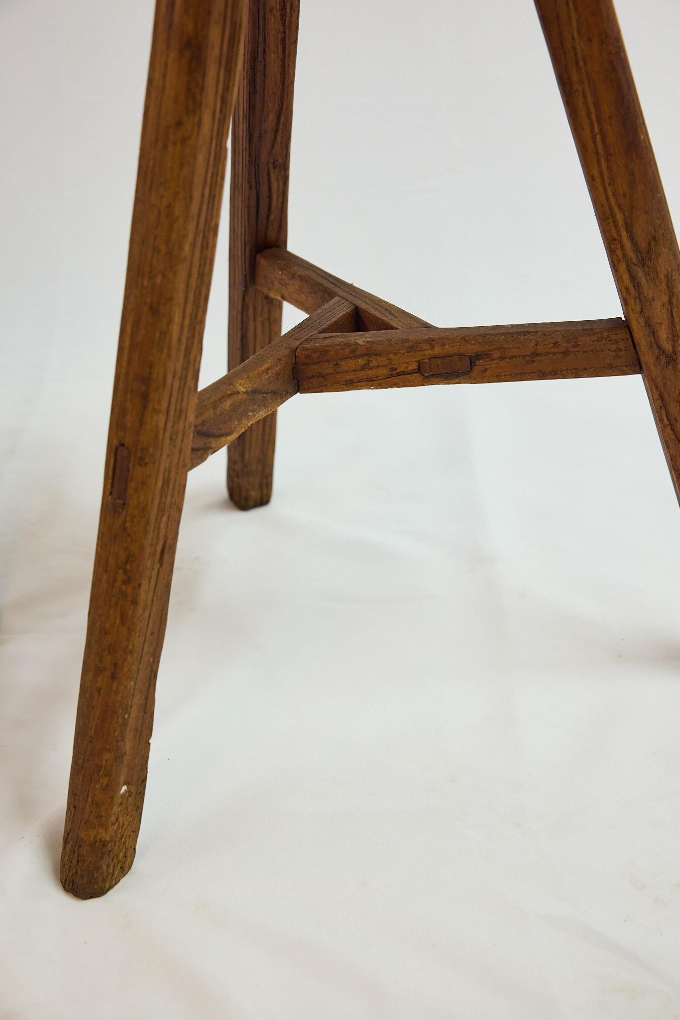 Set of 3 Italian Splay Leg Stools with Upholstered Seats For Sale 7