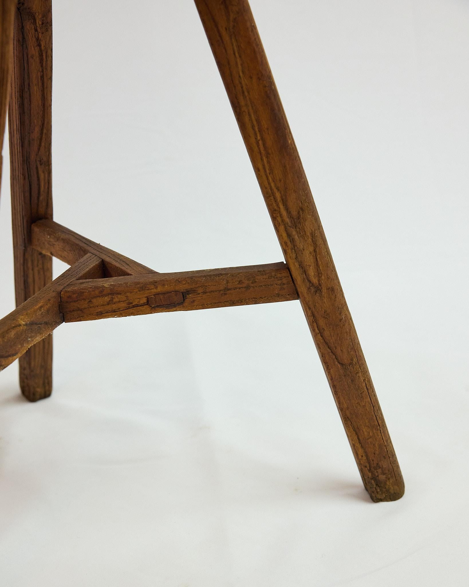 Set of 3 Italian Splay Leg Stools with Upholstered Seats For Sale 8