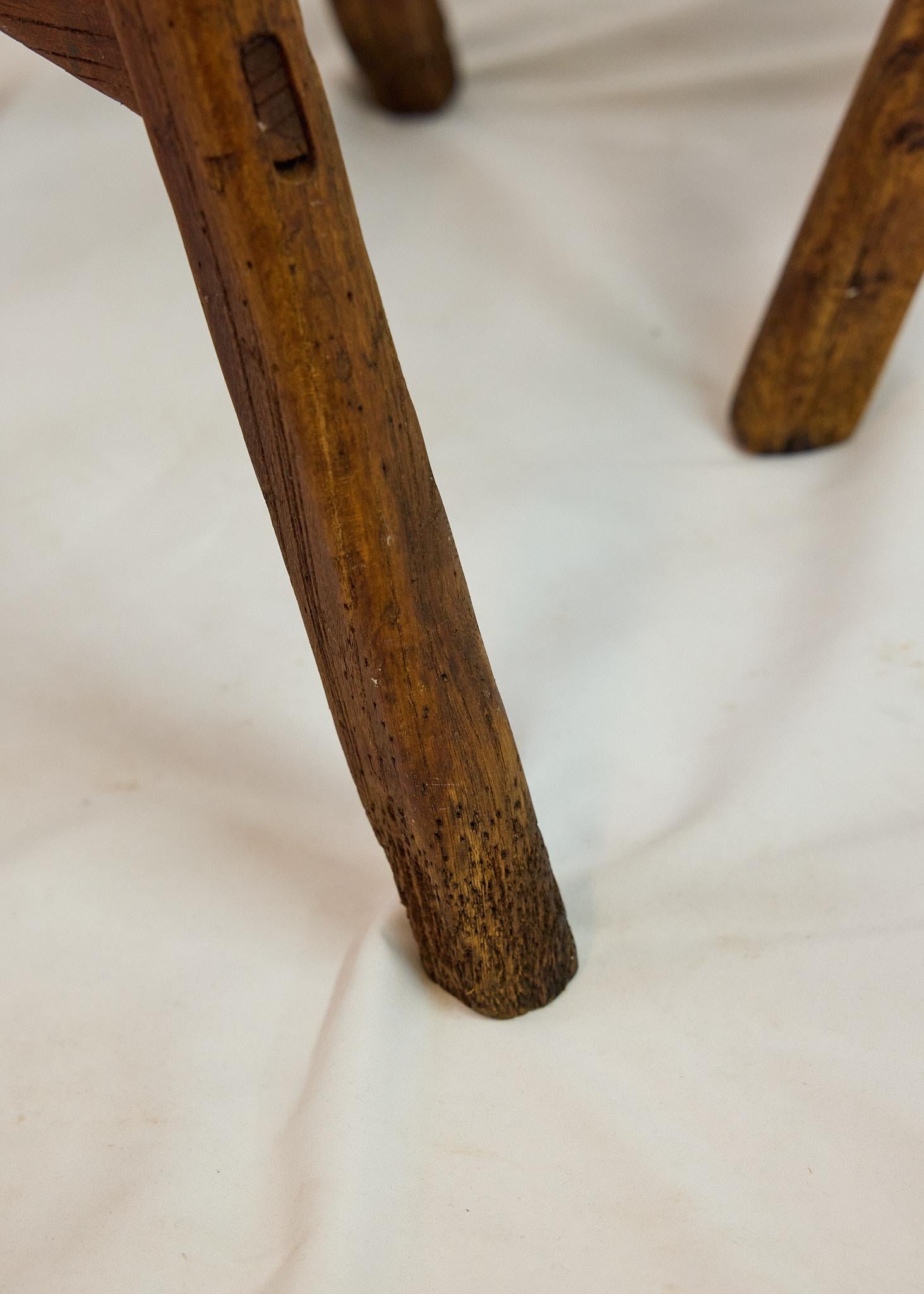 Set of 3 Italian Splay Leg Stools with Upholstered Seats For Sale 10