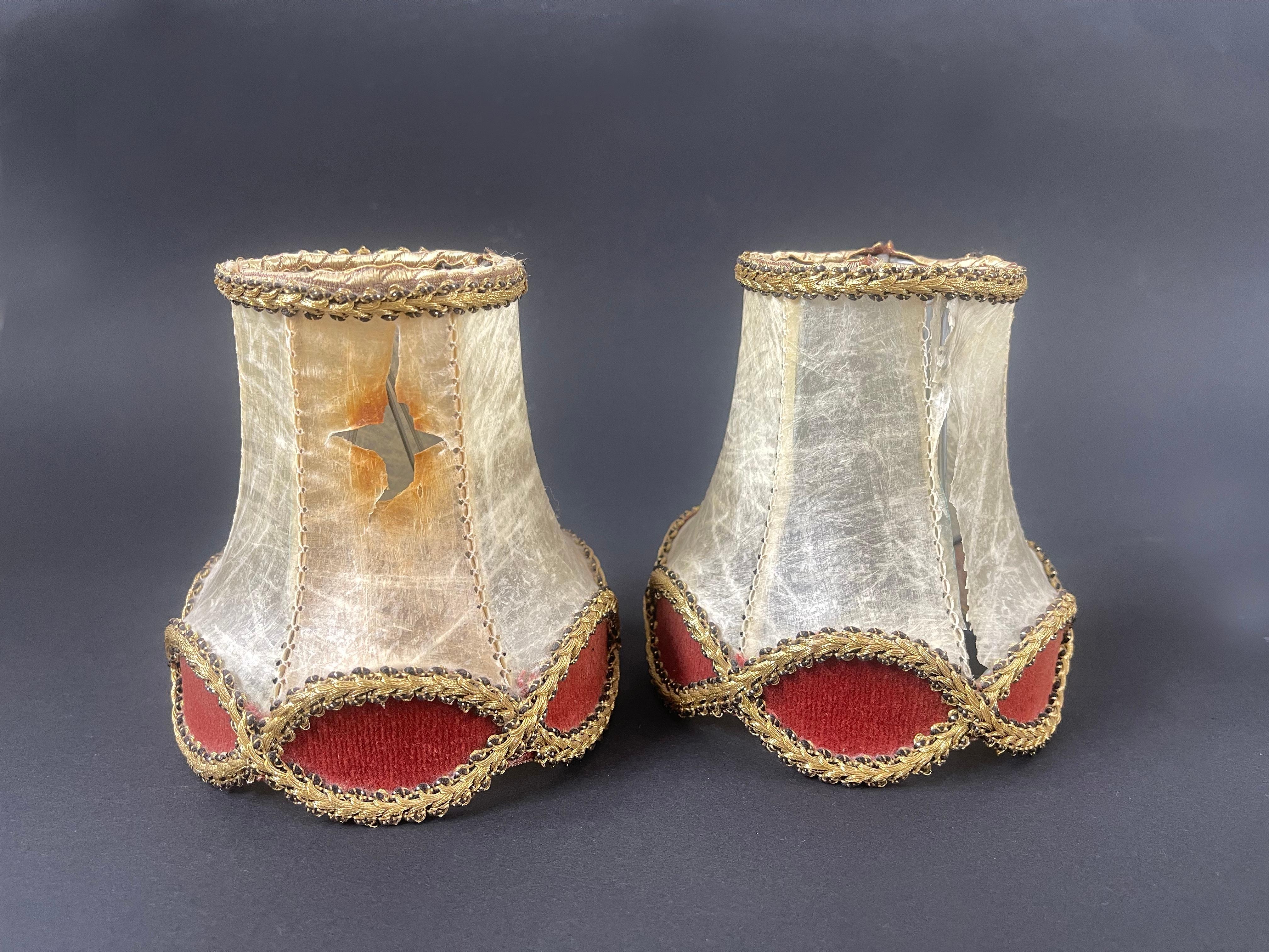 Set of 3 Italian Toleware Wall Lights, Grey, Gold Red Wrought Iron, 1960s For Sale 3