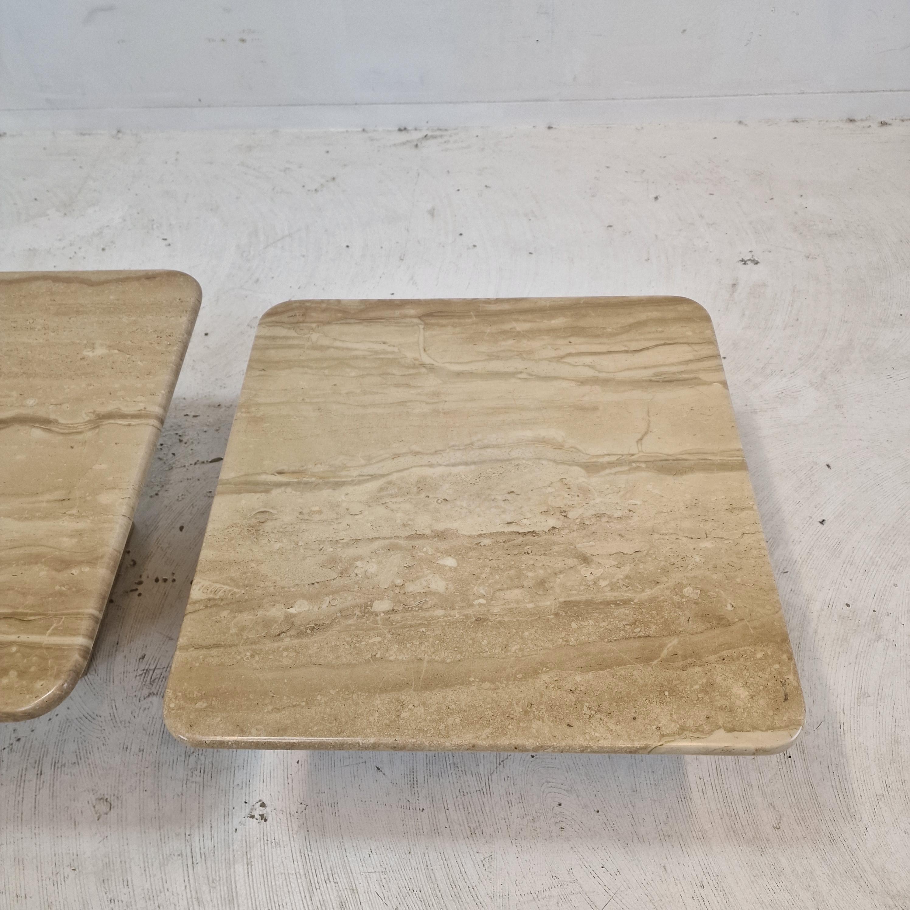 Set of 3 Italian Travertine Coffee or Side Tables, 1980s For Sale 5