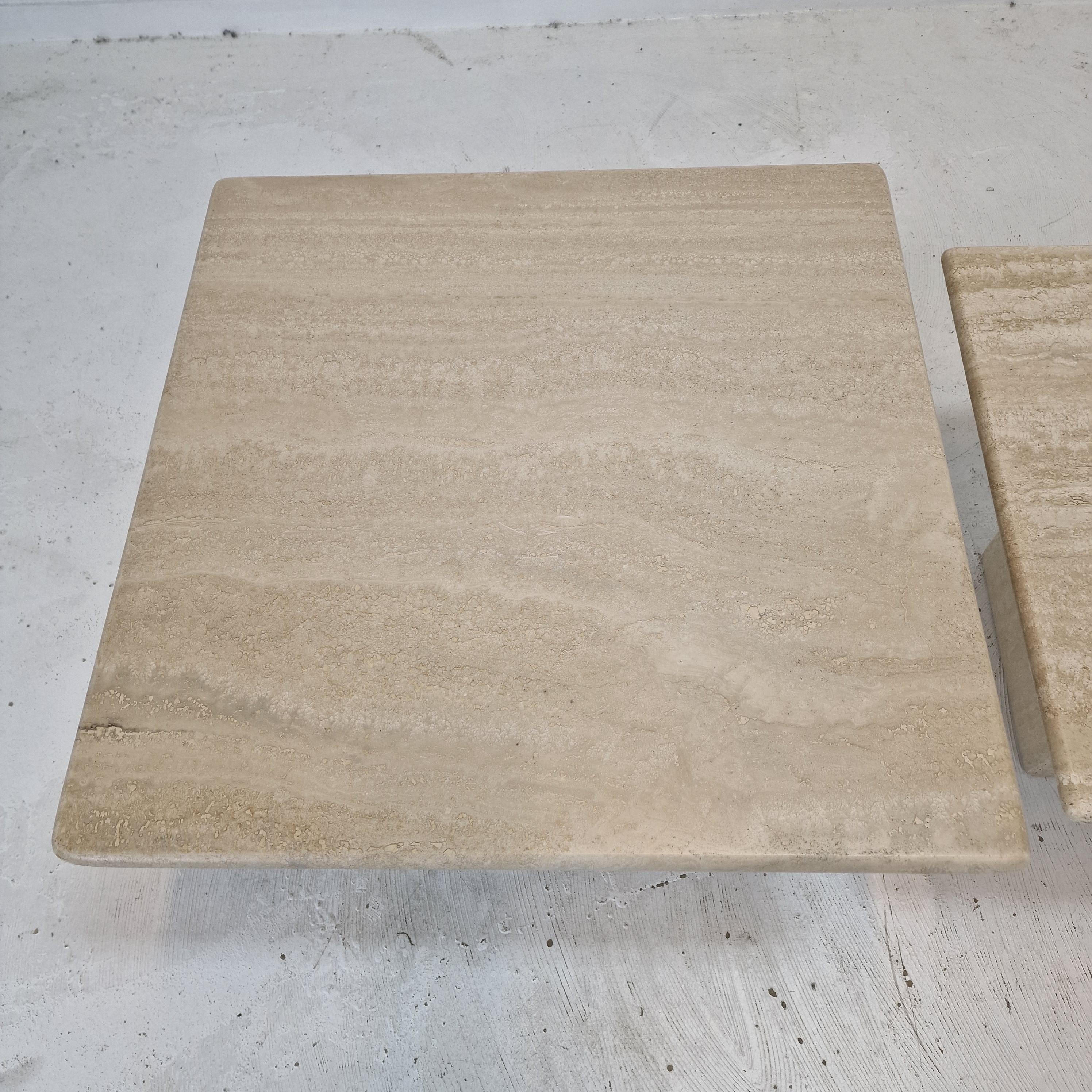 Set of 3 Italian Travertine Coffee or Side Tables, 1980s For Sale 6