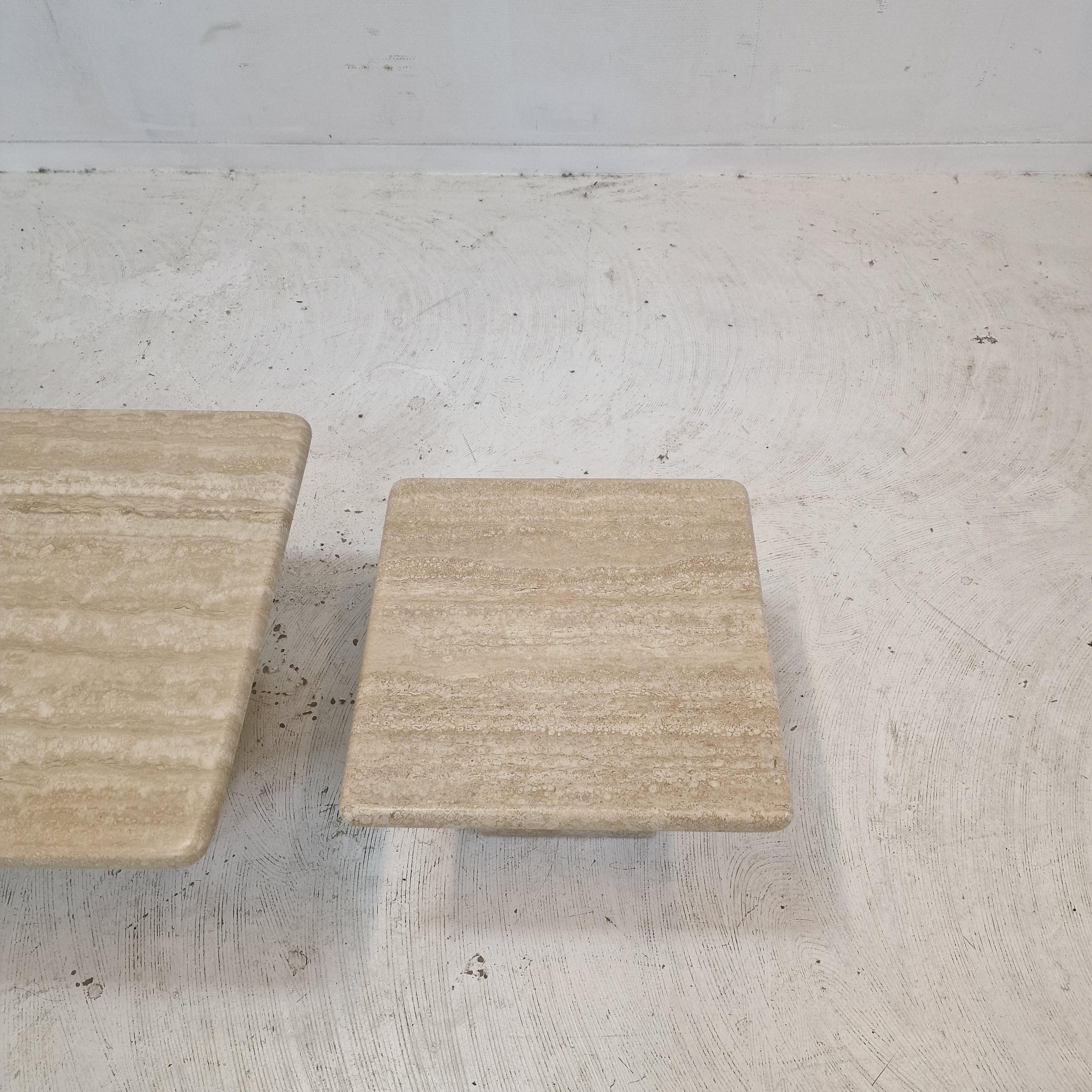 Set of 3 Italian Travertine Coffee or Side Tables, 1980s 6
