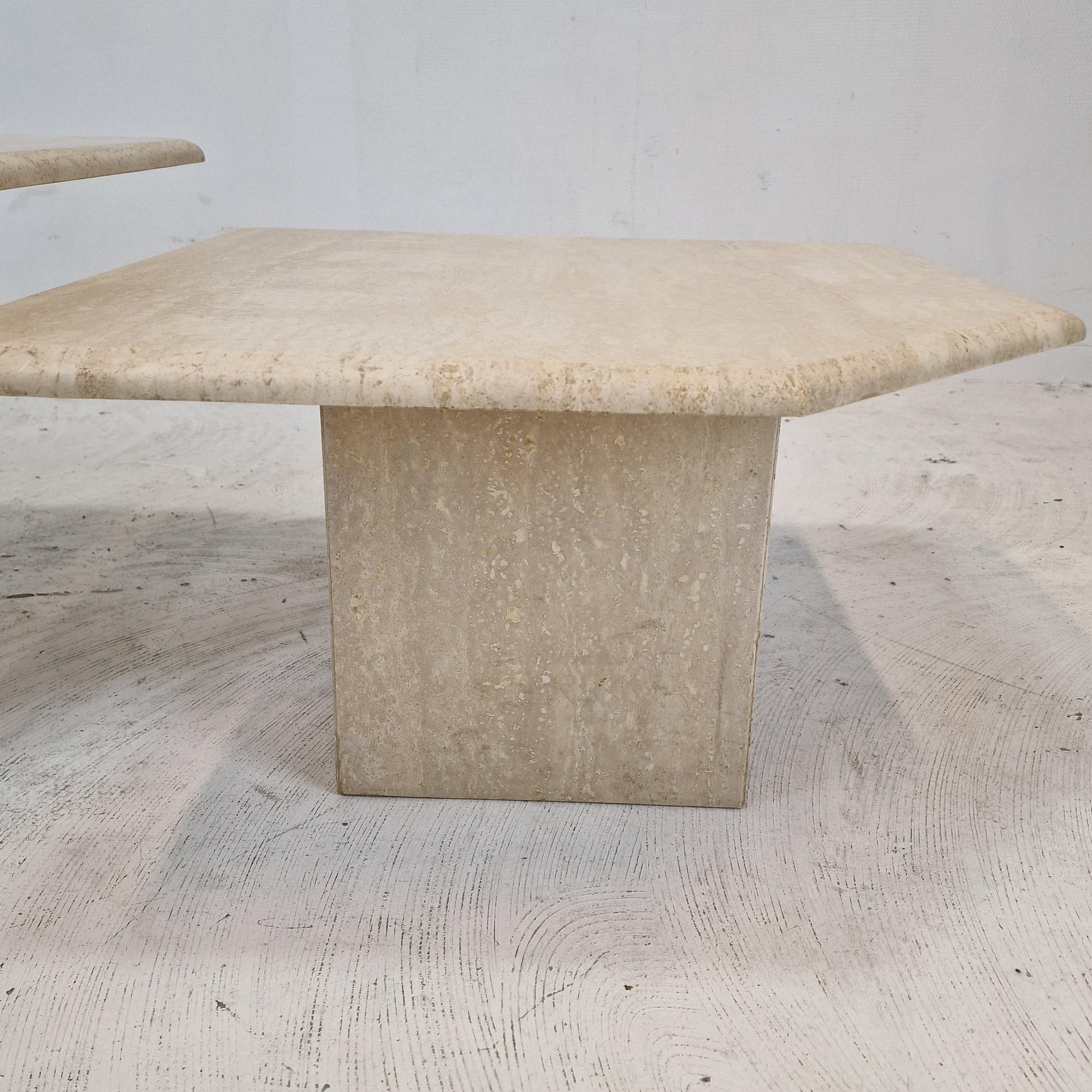 Set of 3 Italian Travertine Coffee or Side Tables, 1980s For Sale 7