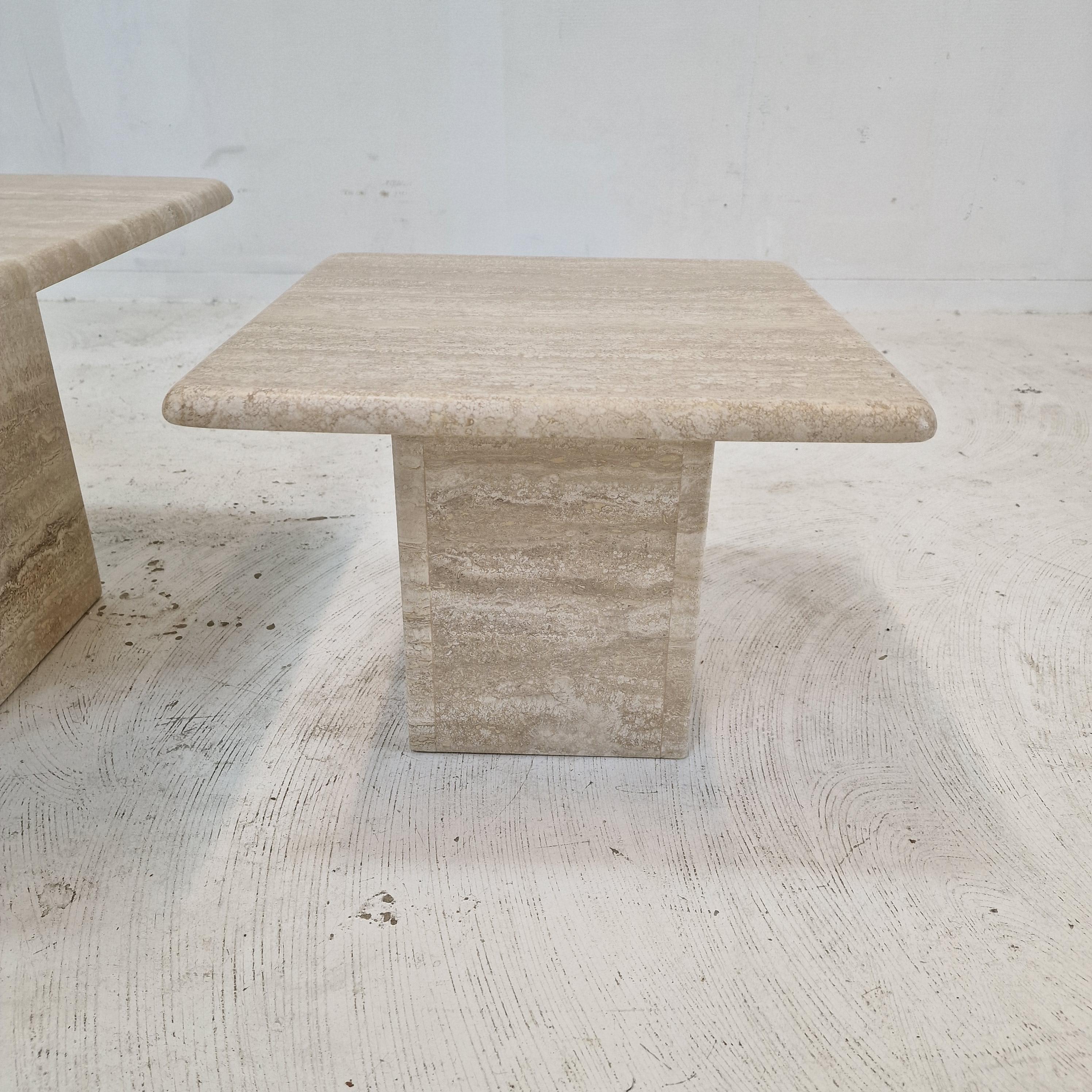 Set of 3 Italian Travertine Coffee or Side Tables, 1980s 7