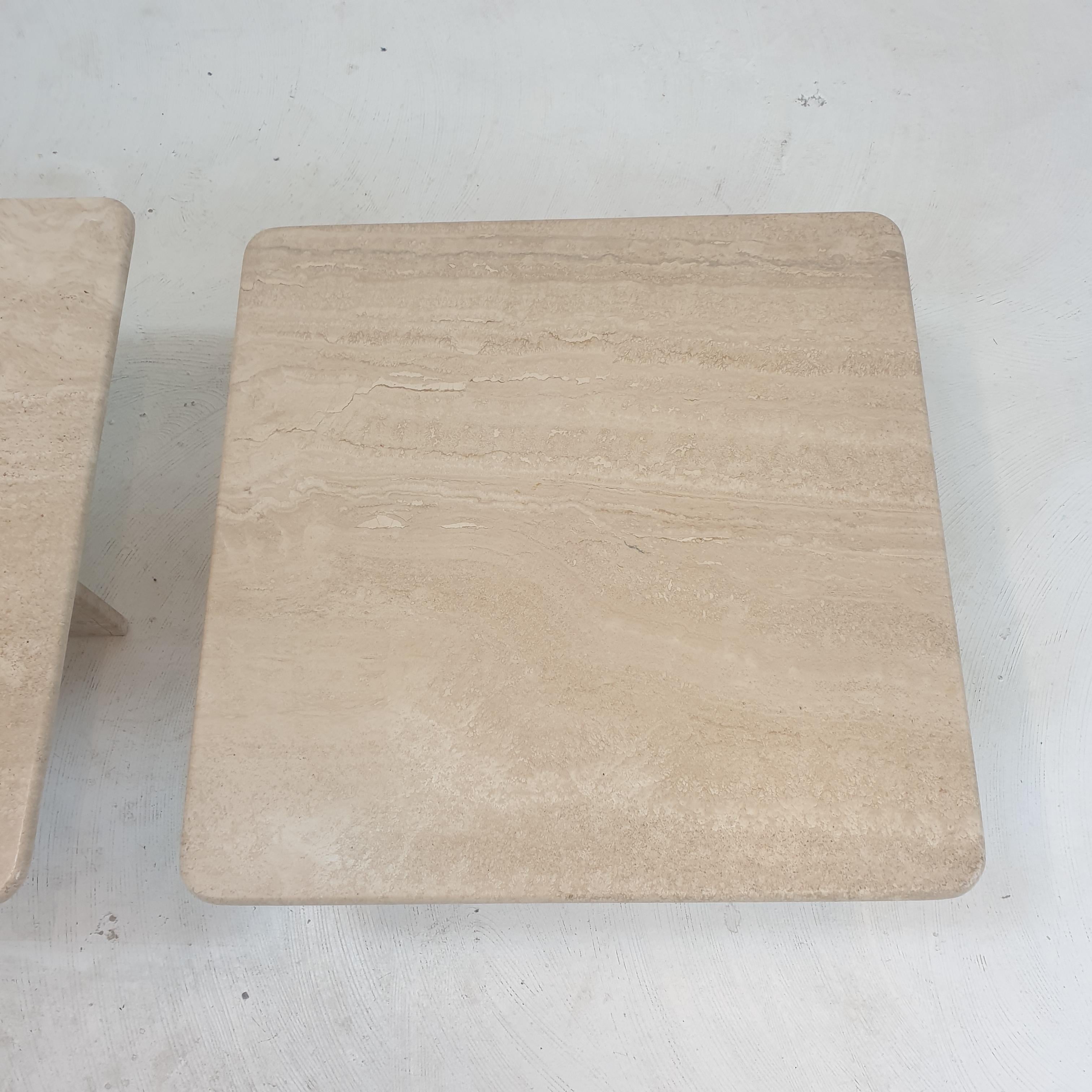 Set of 3 Italian Travertine Coffee or Side Tables, 1980s For Sale 9