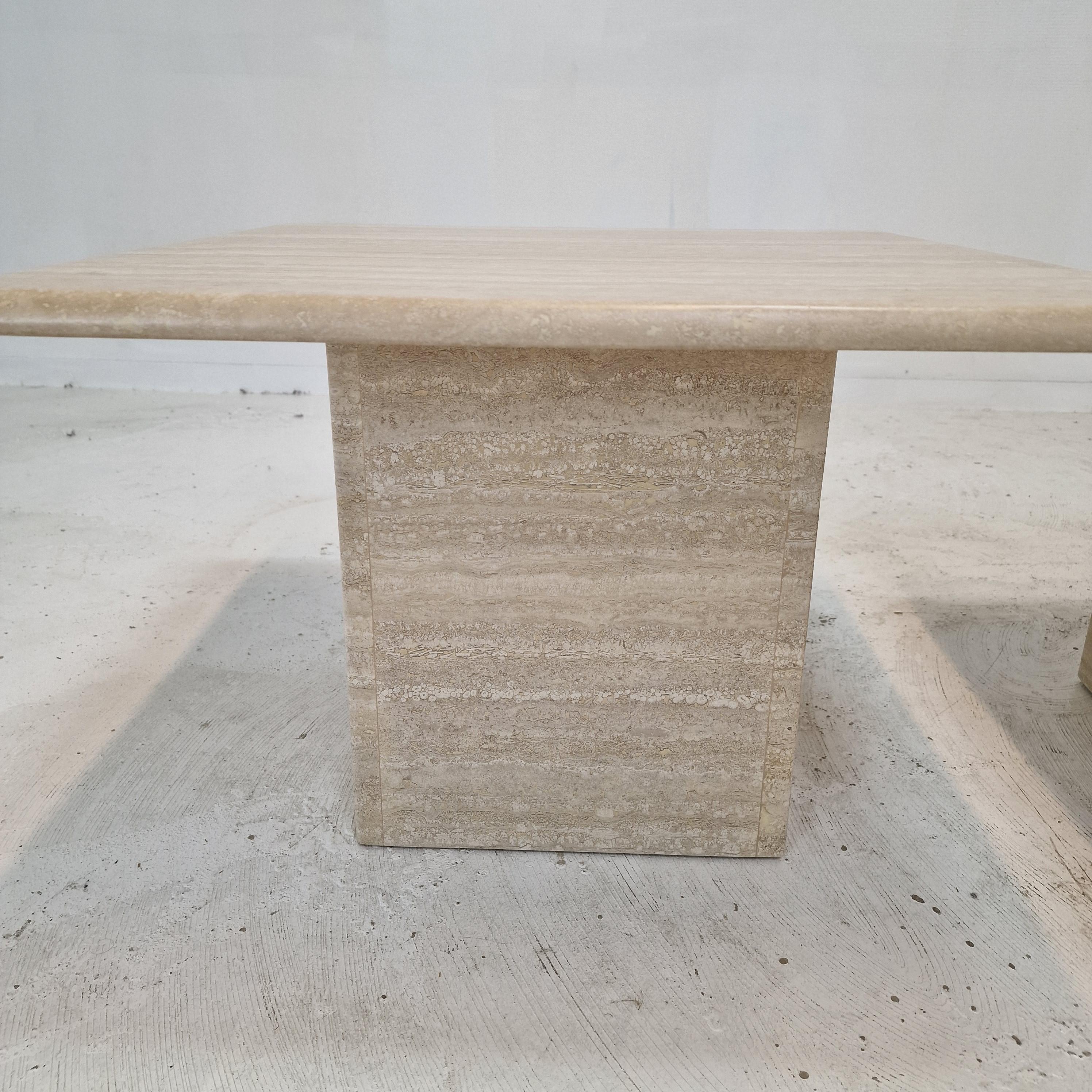 Set of 3 Italian Travertine Coffee or Side Tables, 1980s 9