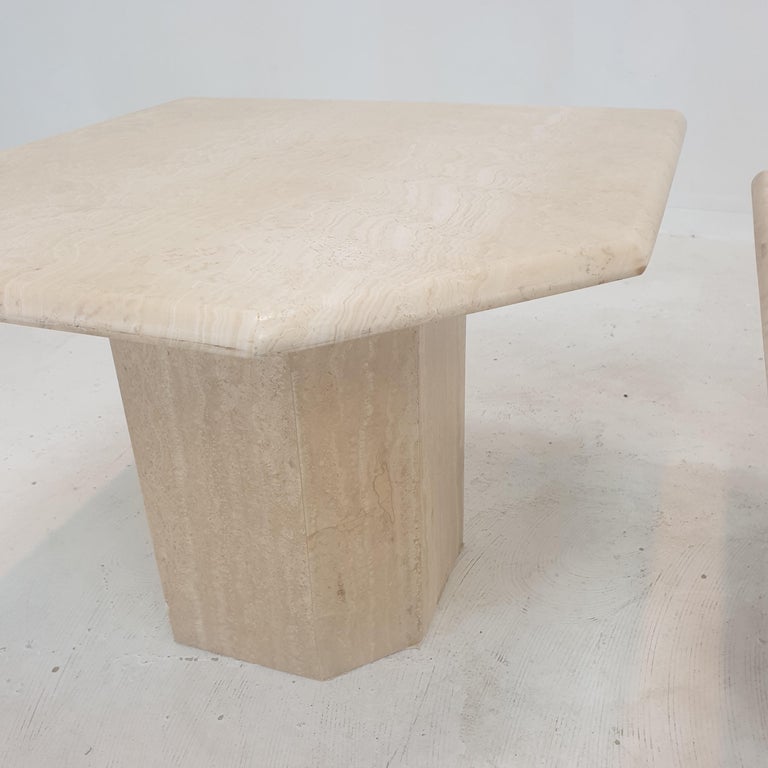 Set of 3 Italian Travertine Coffee or Side Tables, 1980s For Sale 10