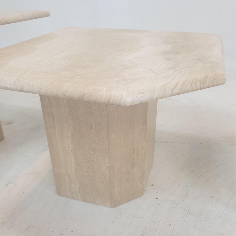 Set of 3 Italian Travertine Coffee or Side Tables, 1980s For Sale 11