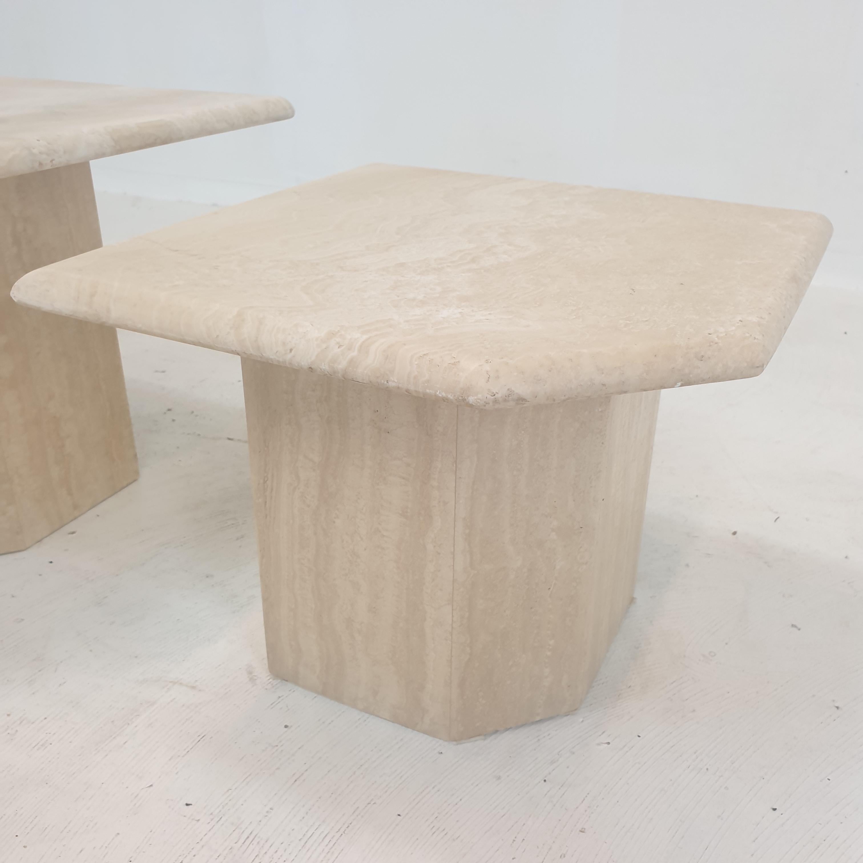 Set of 3 Italian Travertine Coffee or Side Tables, 1980s For Sale 12