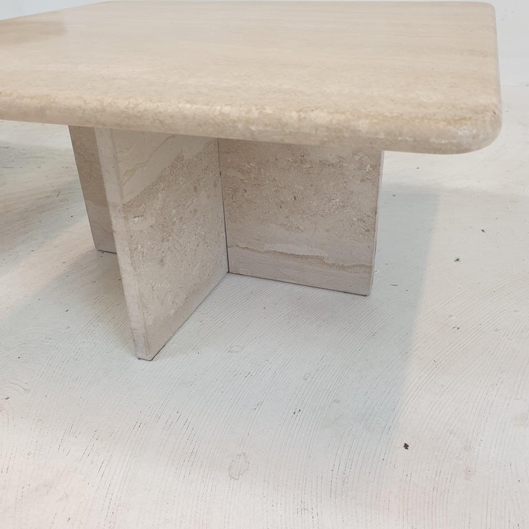 Set of 3 Italian Travertine Coffee or Side Tables, 1980s For Sale 13