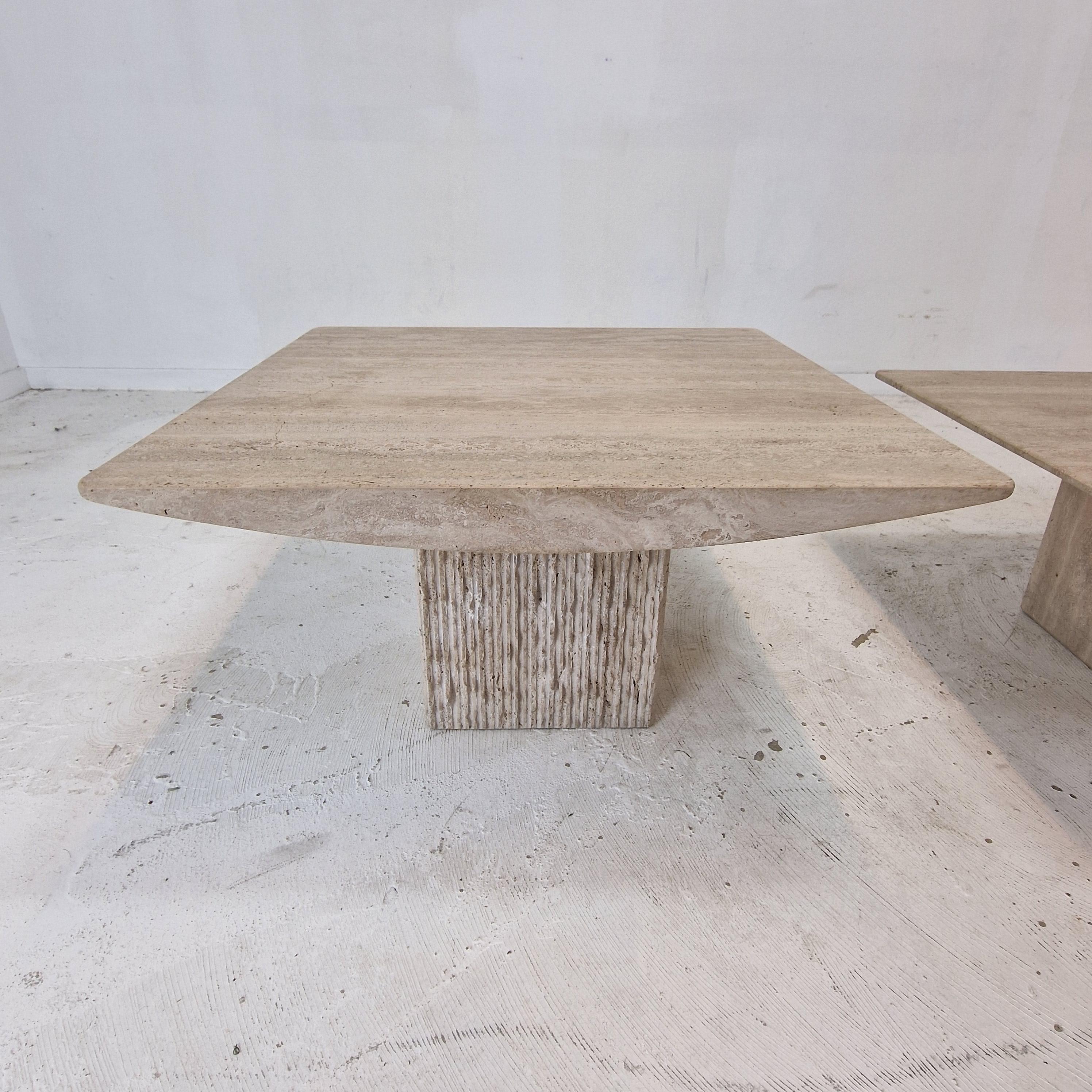 Set of 3 Italian Travertine Coffee or Side Tables, 1980s For Sale 13