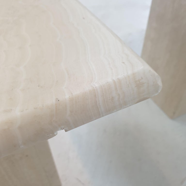 Set of 3 Italian Travertine Coffee or Side Tables, 1980s For Sale 14
