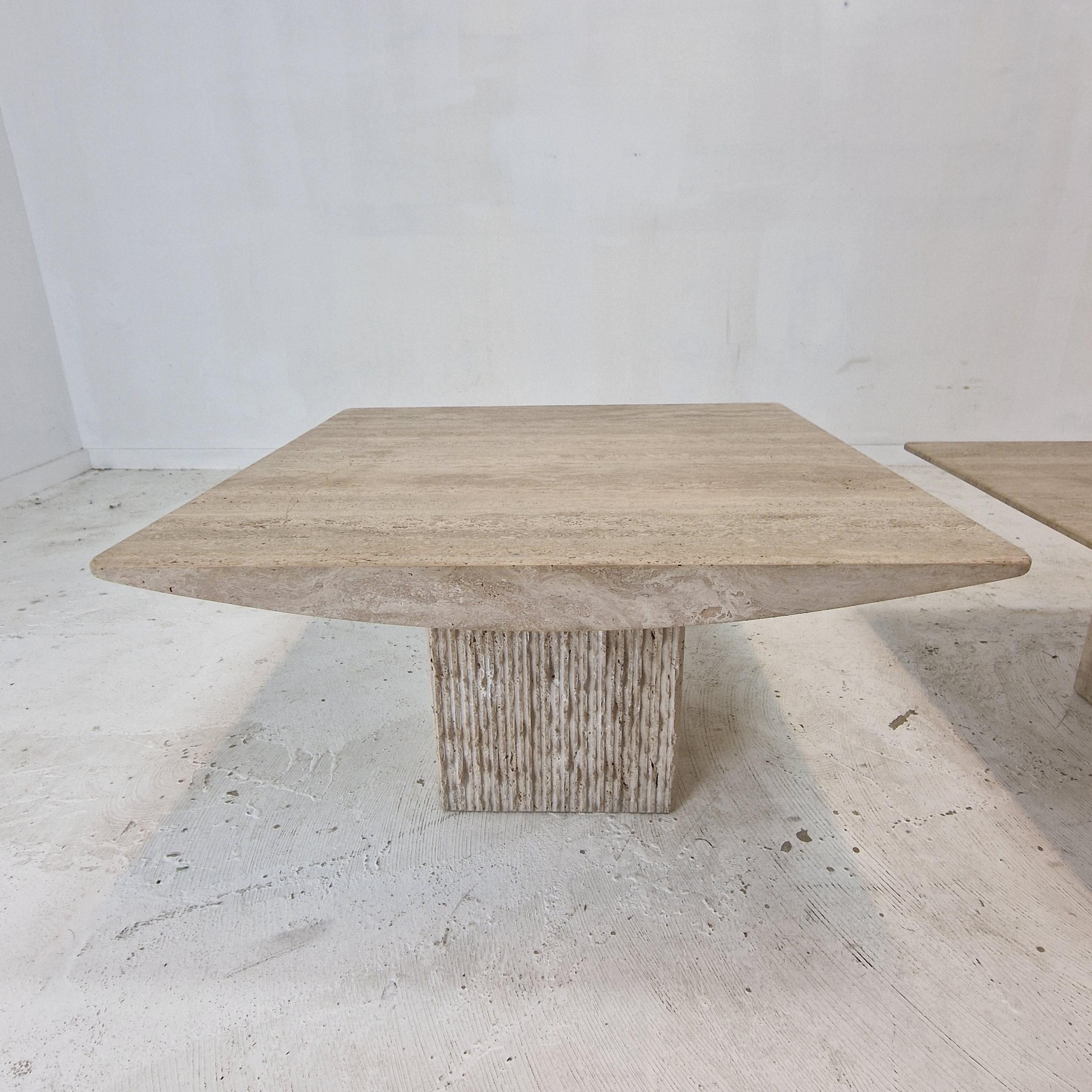 Set of 3 Italian Travertine Coffee or Side Tables, 1980s For Sale 1