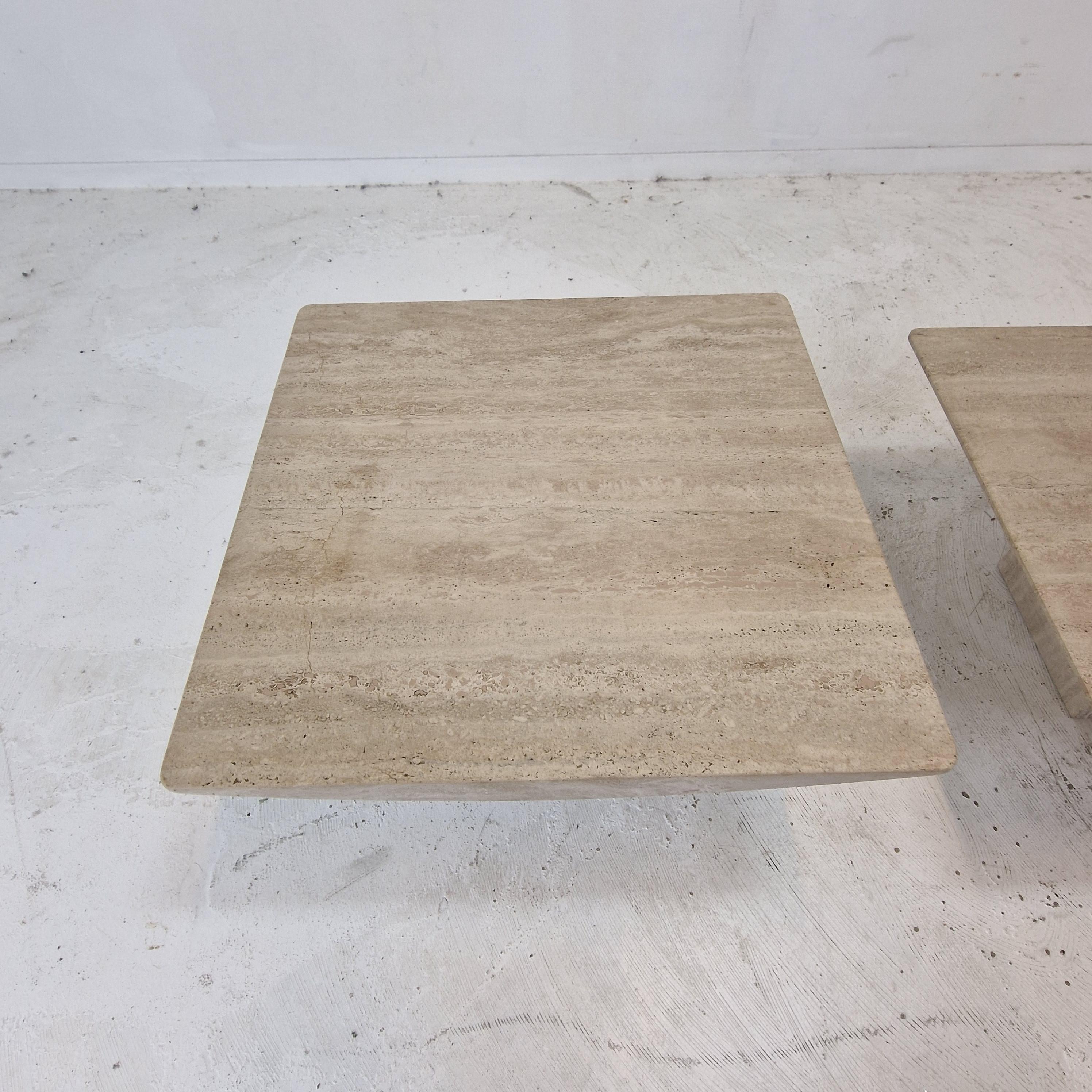 Set of 3 Italian Travertine Coffee or Side Tables, 1980s For Sale 2