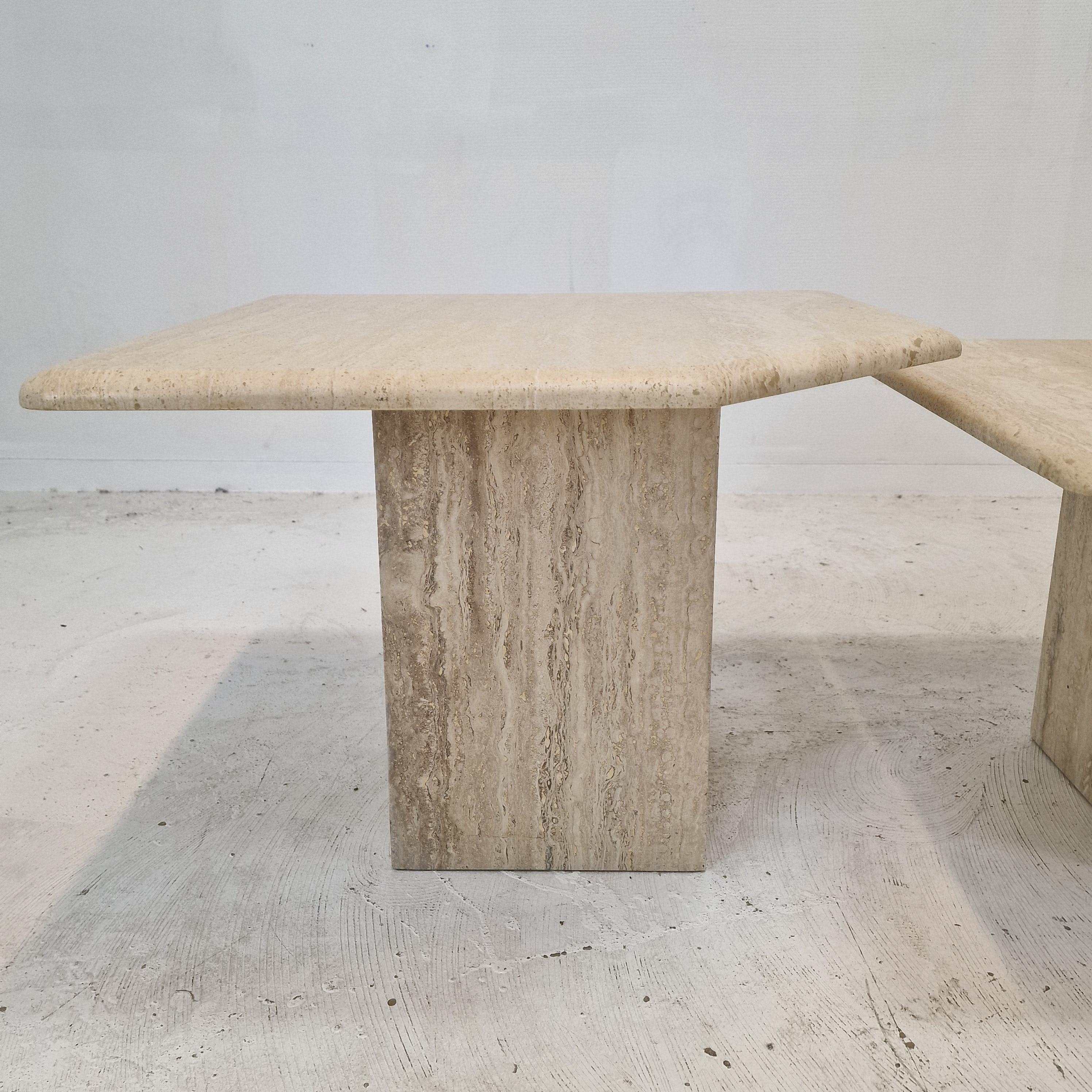 Set of 3 Italian Travertine Coffee or Side Tables, 1980s For Sale 3