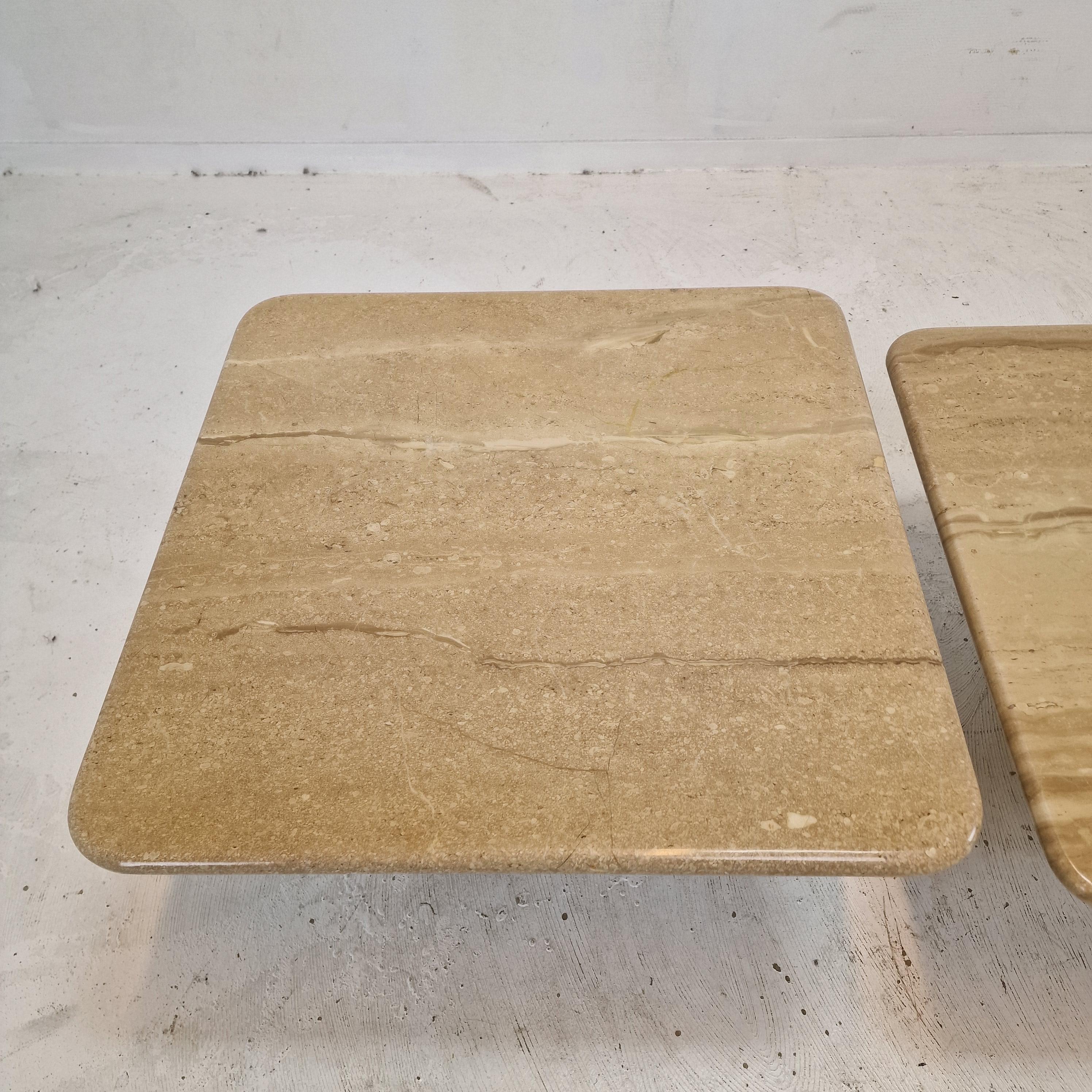 Set of 3 Italian Travertine Coffee or Side Tables, 1980s For Sale 3