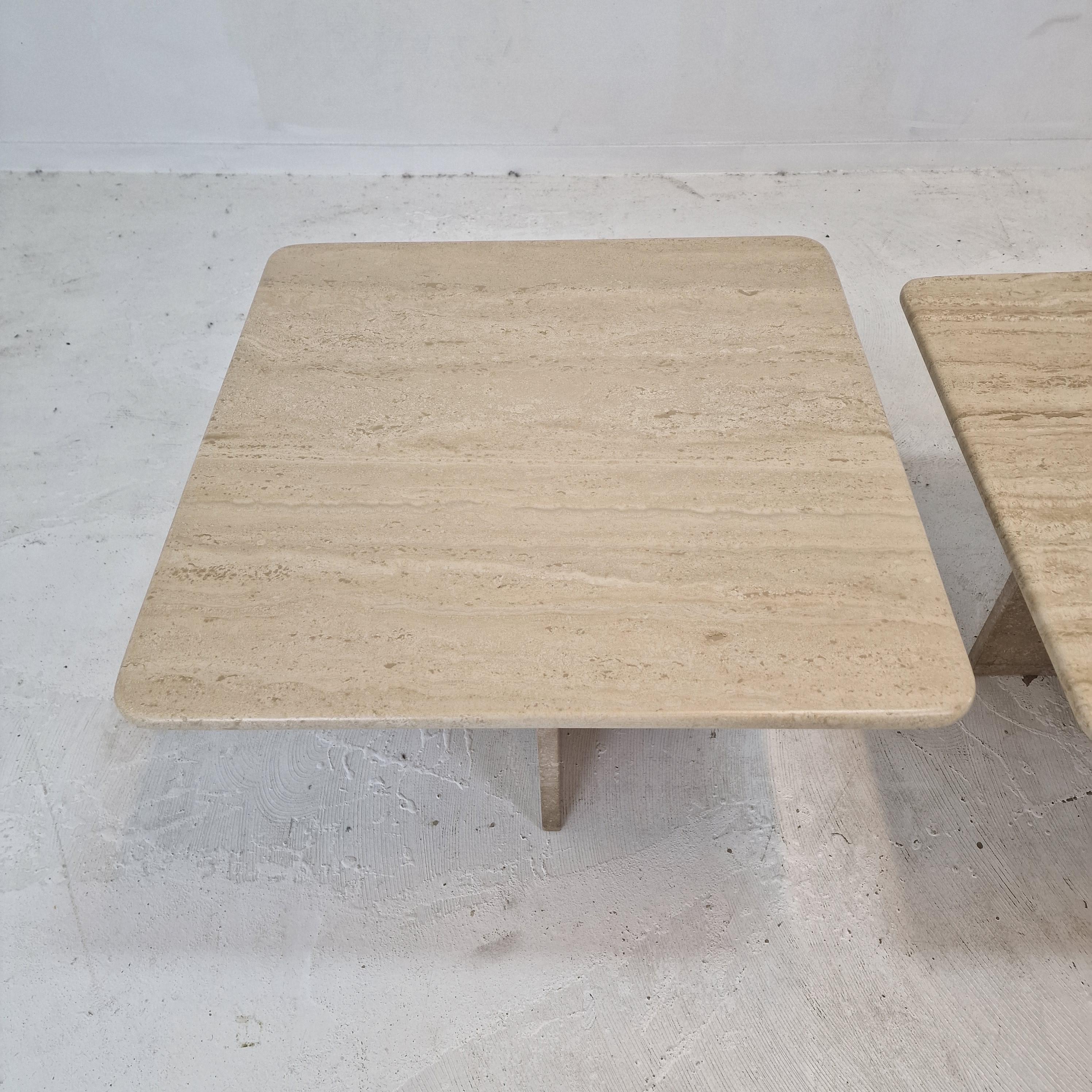 Set of 3 Italian Travertine Coffee or Side Tables, 1990s For Sale 4