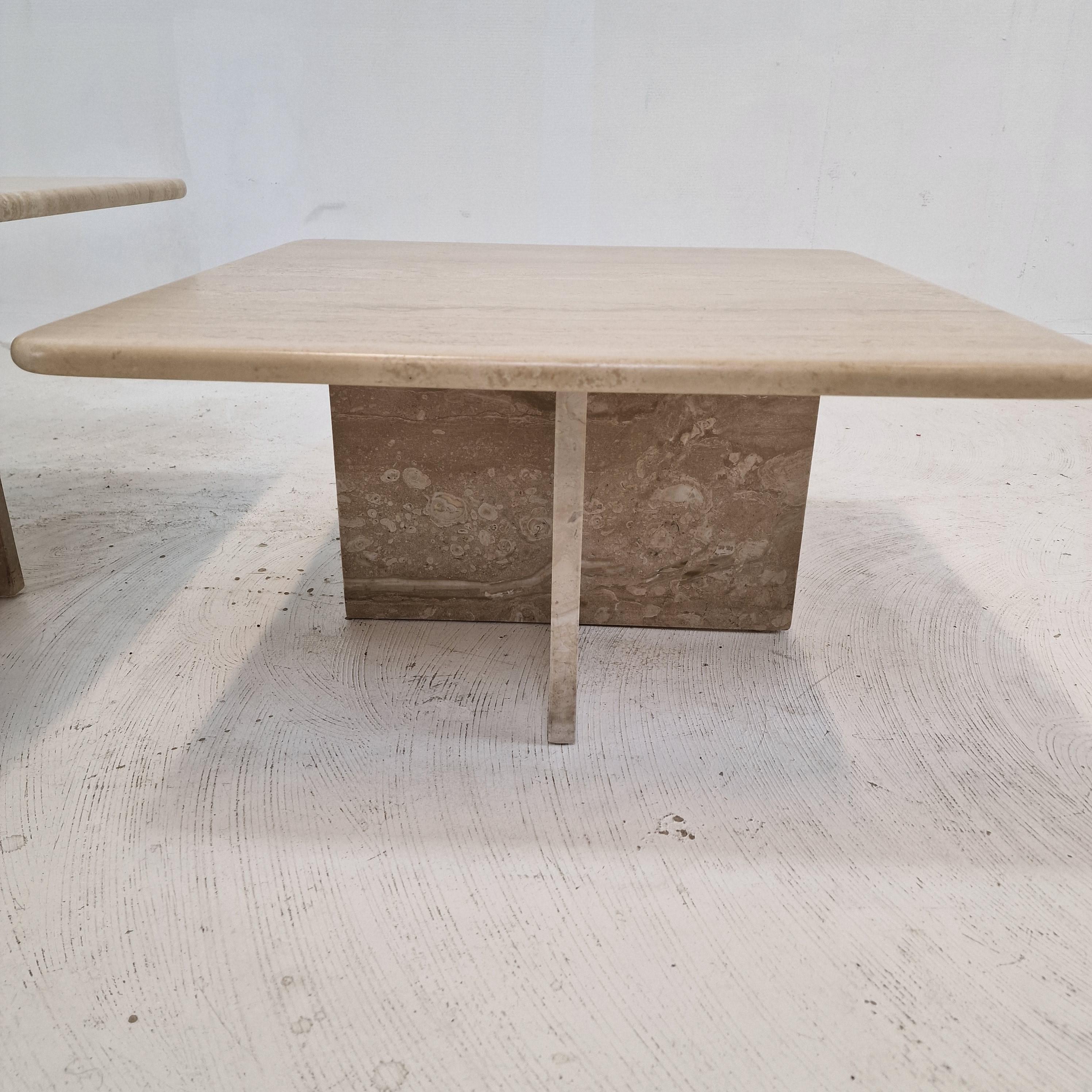 Set of 3 Italian Travertine Coffee or Side Tables, 1990s For Sale 5