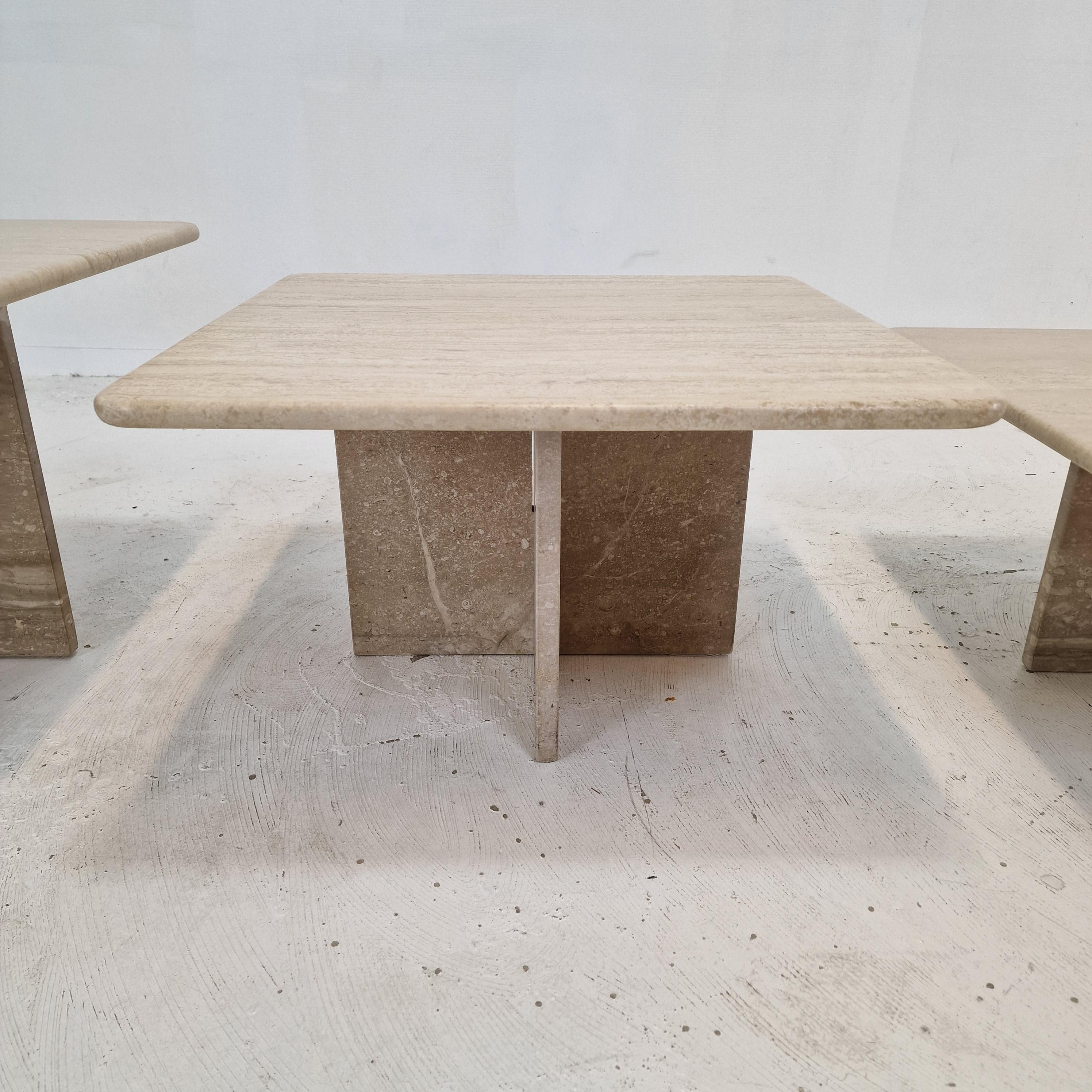 Set of 3 Italian Travertine Coffee or Side Tables, 1990s For Sale 6