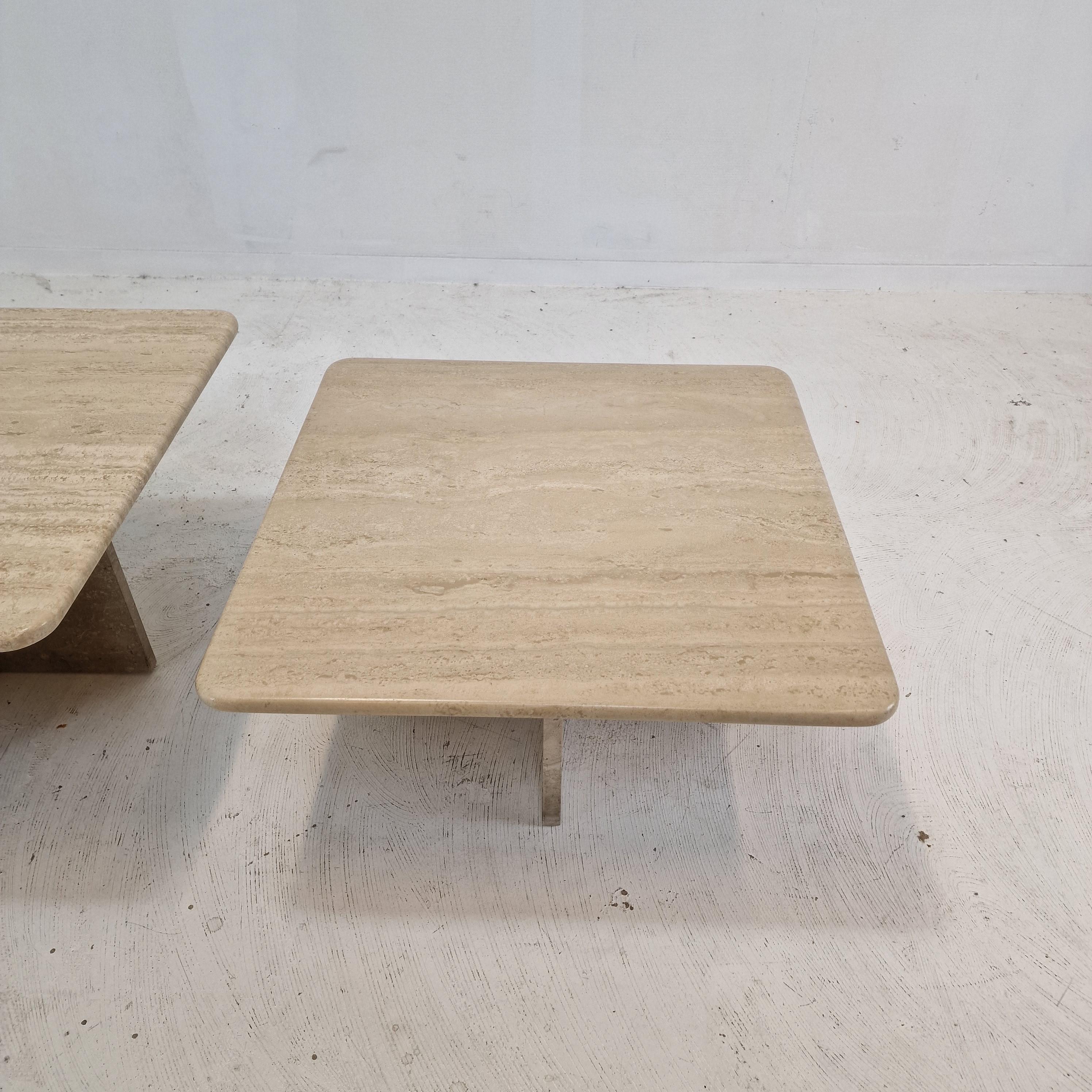 Set of 3 Italian Travertine Coffee or Side Tables, 1990s For Sale 2