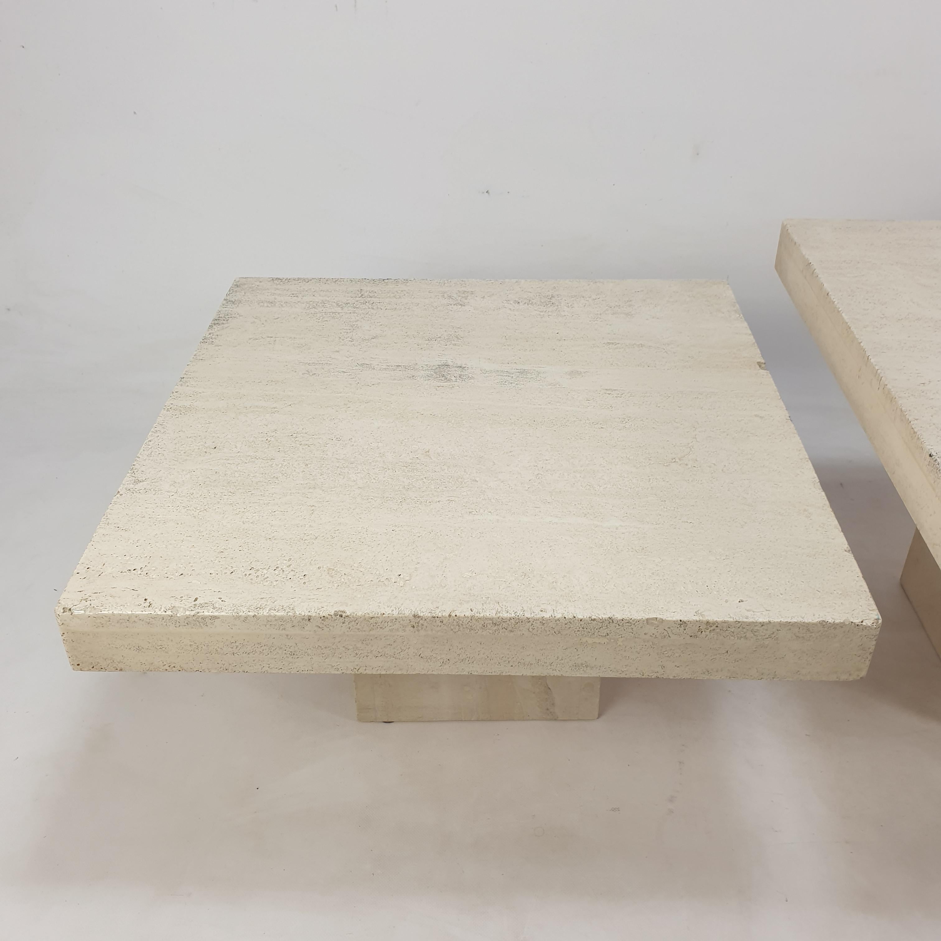 Set of 3 Italian Travertine Coffee Tables, 1980s For Sale 8