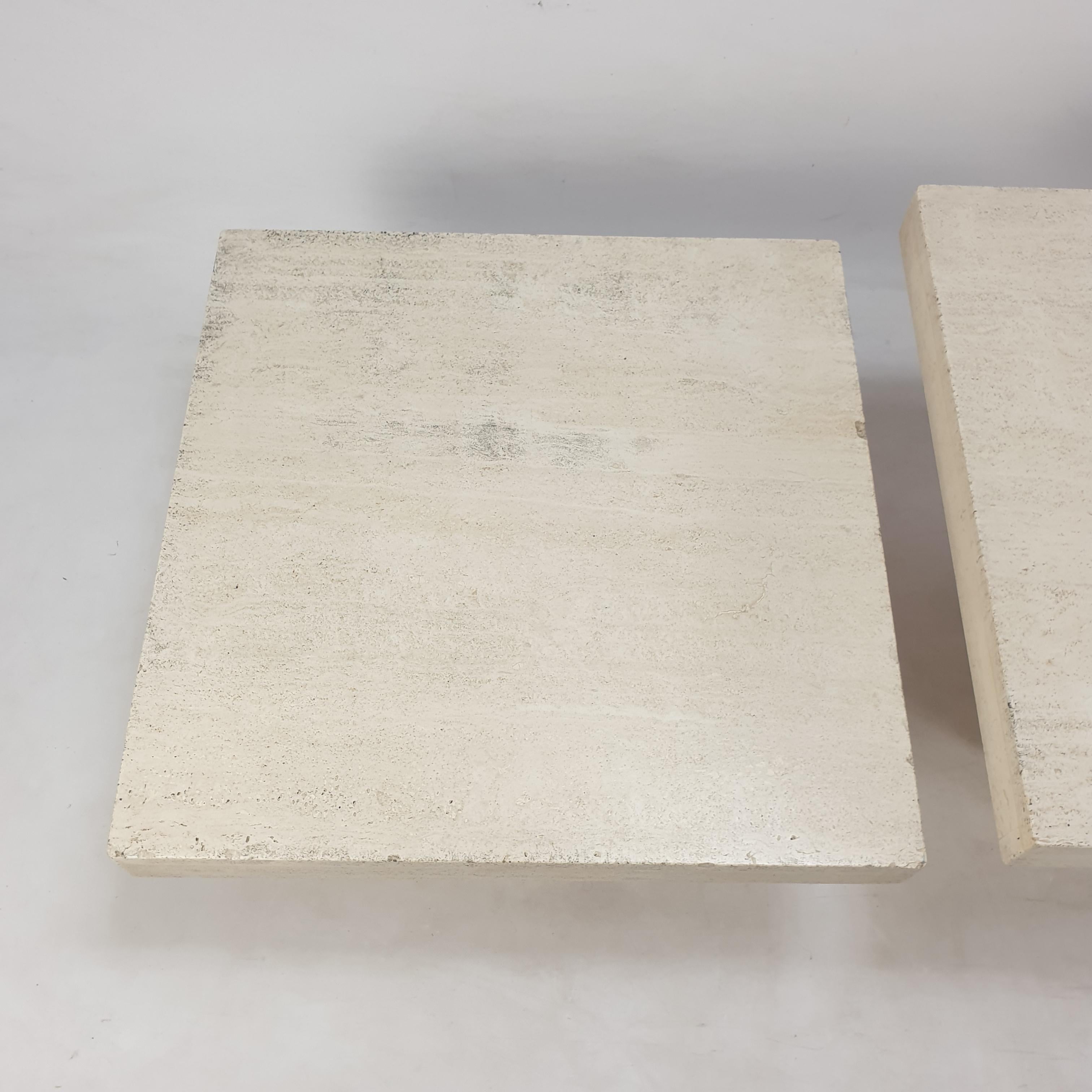 Set of 3 Italian Travertine Coffee Tables, 1980s For Sale 10