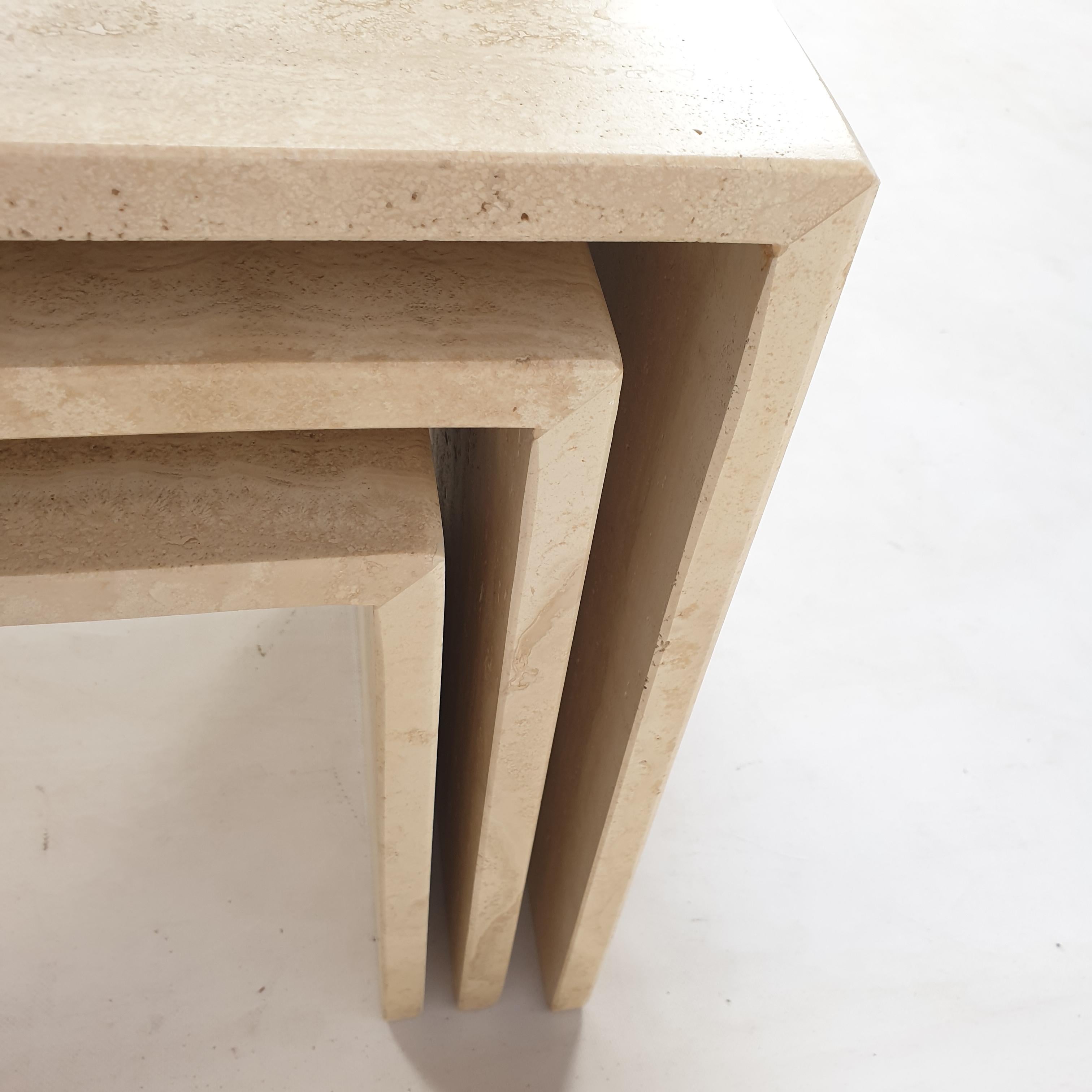 Set of 3 Italian Travertine Coffee Tables, 1980s 13