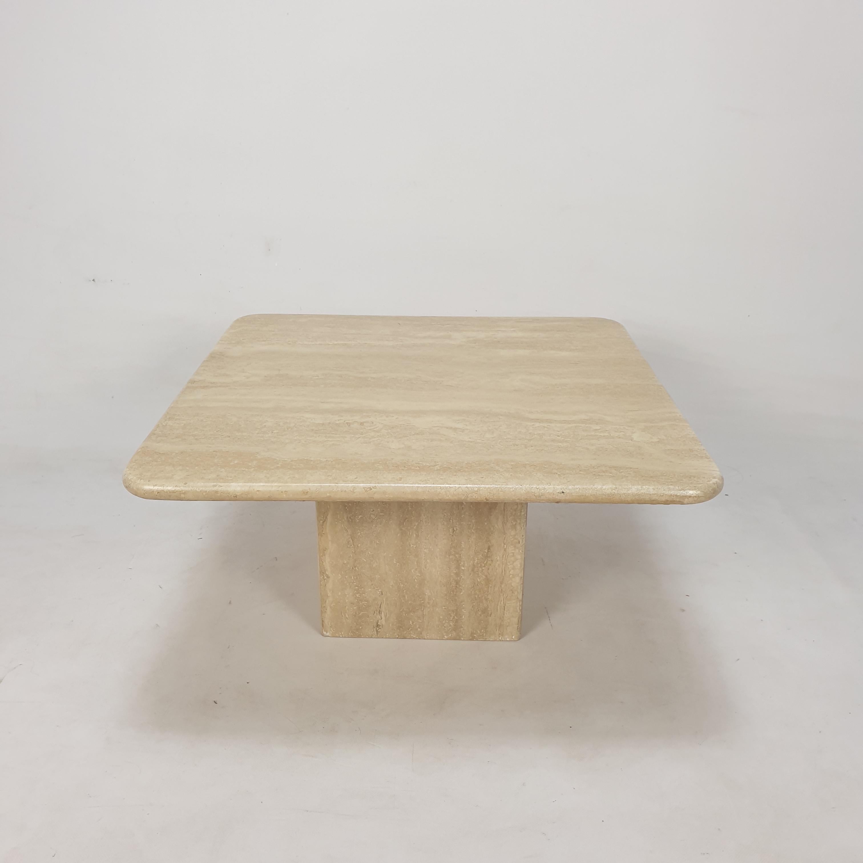 Set of 3 Italian Travertine Coffee Tables, 1980s In Good Condition In Oud Beijerland, NL