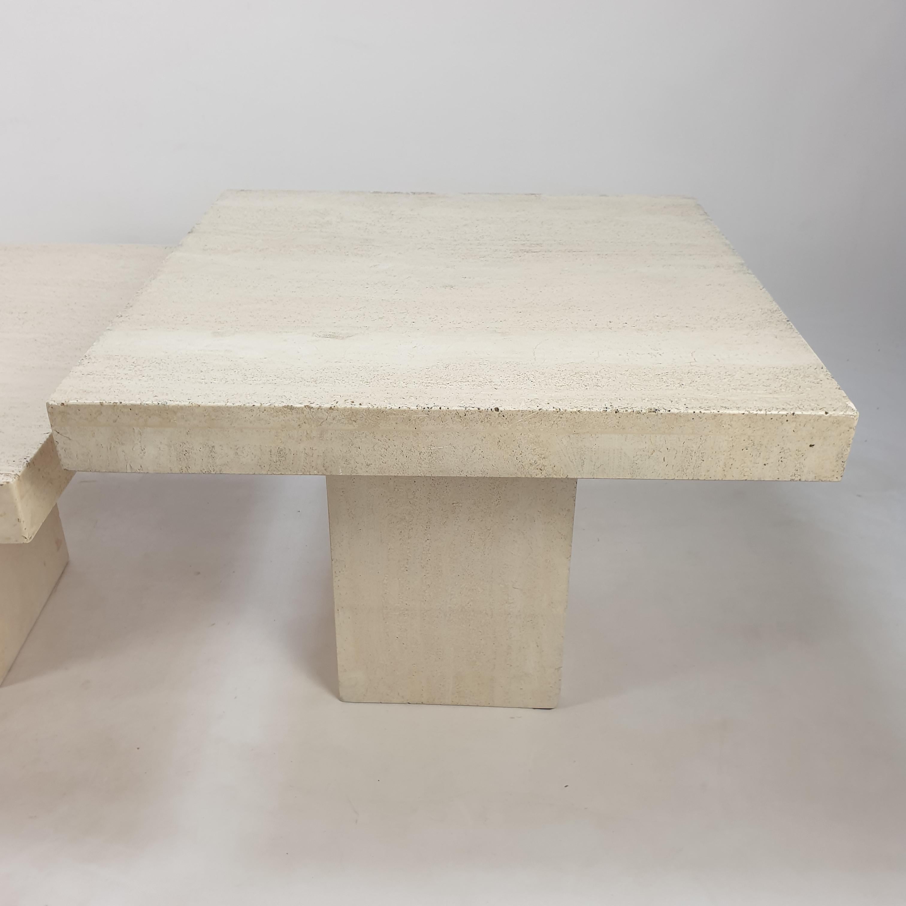 Set of 3 Italian Travertine Coffee Tables, 1980s For Sale 2