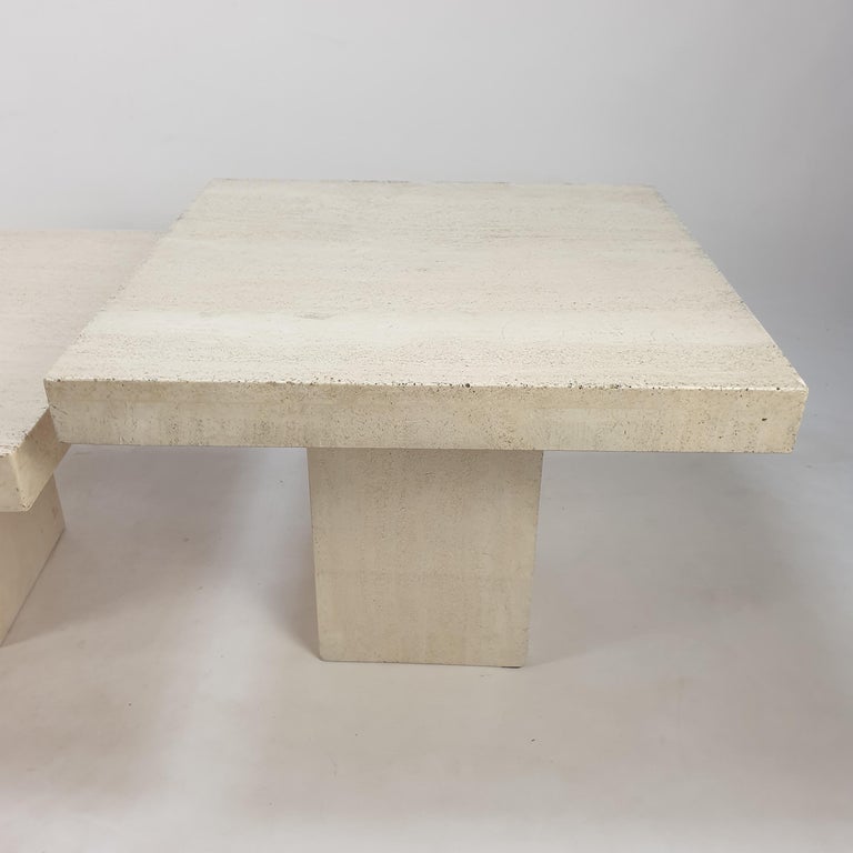Set of 3 Italian Travertine Coffee Tables, 1980s For Sale 3