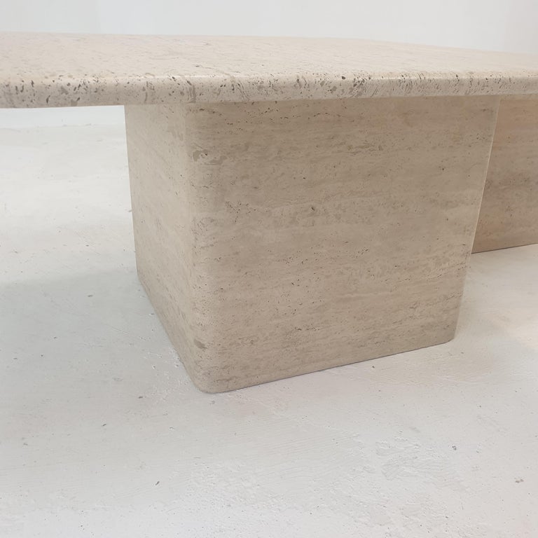 Set of 3 Italian Travertine Nesting or Coffee Tables, 1980s For Sale 8