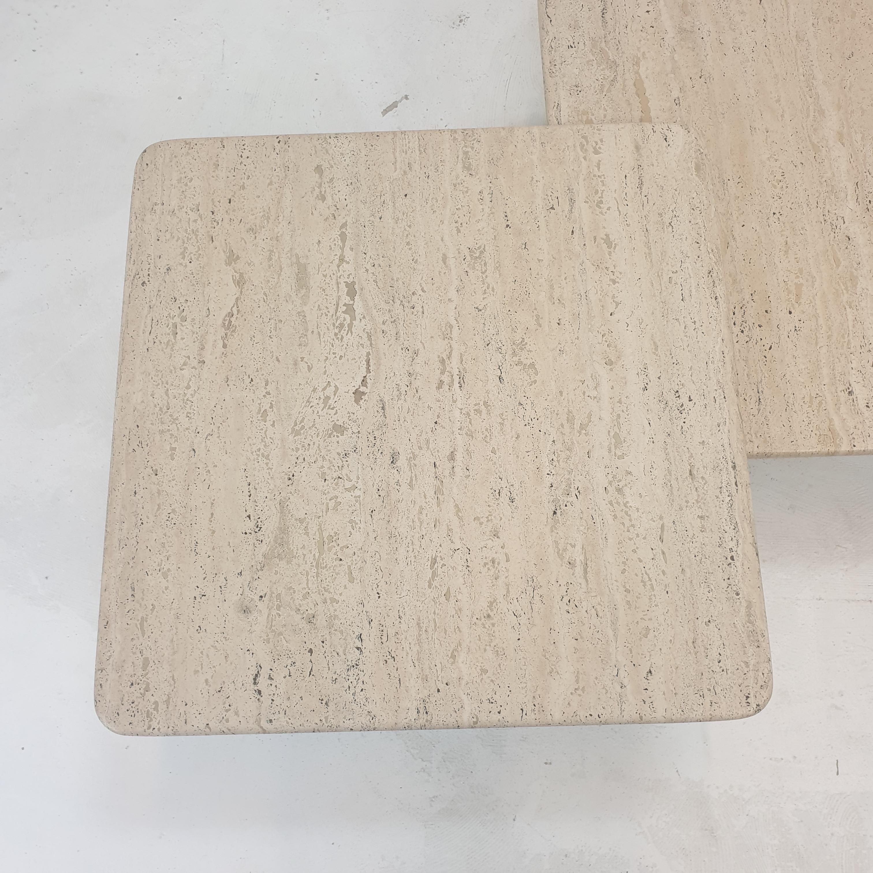 Set of 3 Italian Travertine Nesting or Coffee Tables, 1980s 9