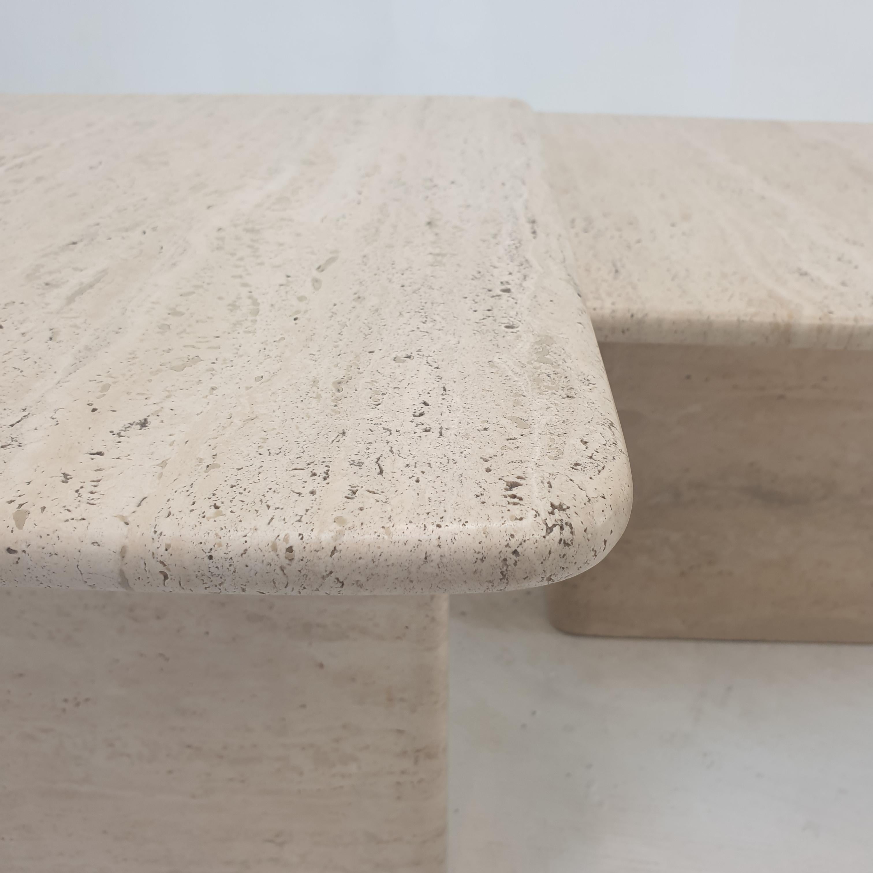 Set of 3 Italian Travertine Nesting or Coffee Tables, 1980s 12
